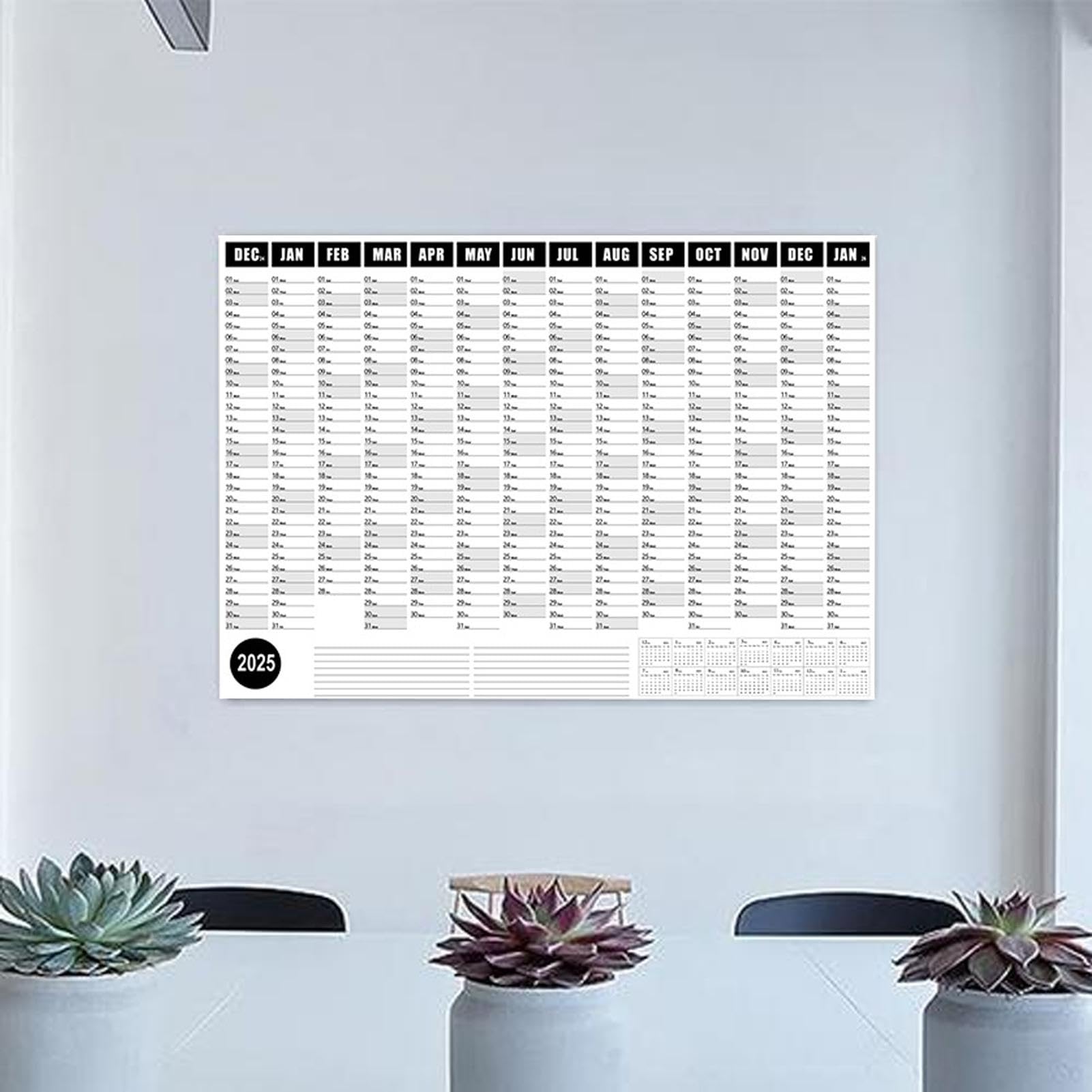 Calendario da Parete 2025 12 , , Robusto e Liscio | Calendario da Parete Organizza Obiettivi e Pianificazione Giornaliera per Scuola, Classe, Casa, Dormitorio, Ufficio e