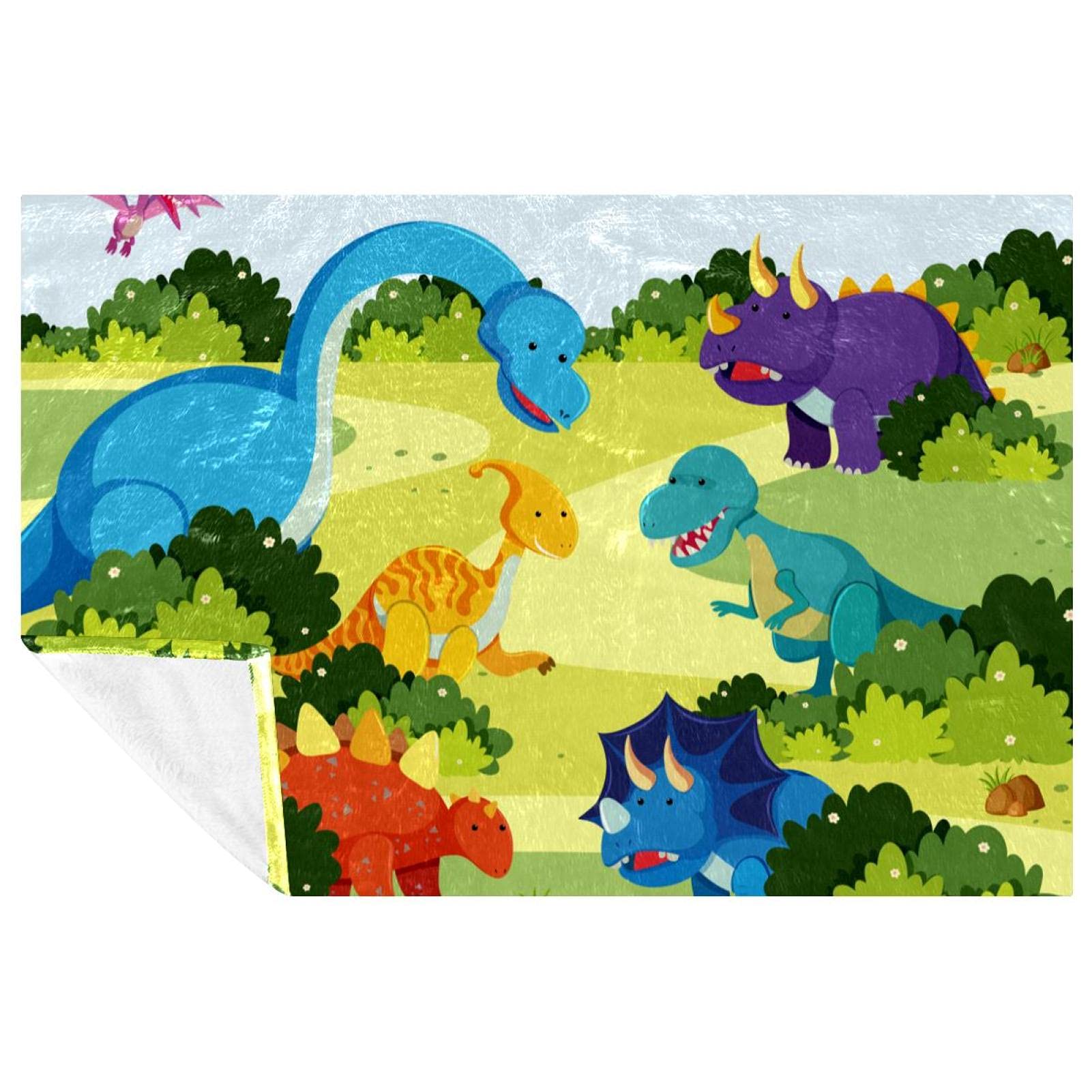 Couverture dinosaure 150x100 cm chaude et douce pour lit canapé camping plage