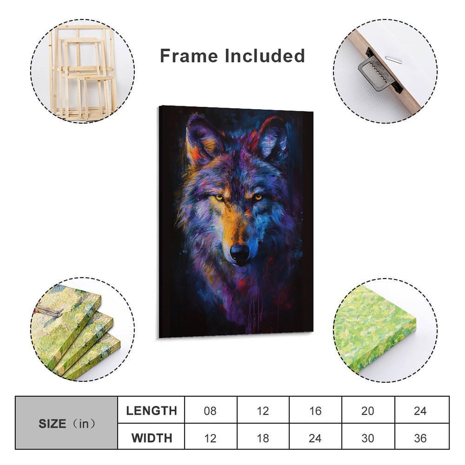 Amazon.co.jp: 絵画 オオカミの視線インテリア 絵画 超リアルな動物