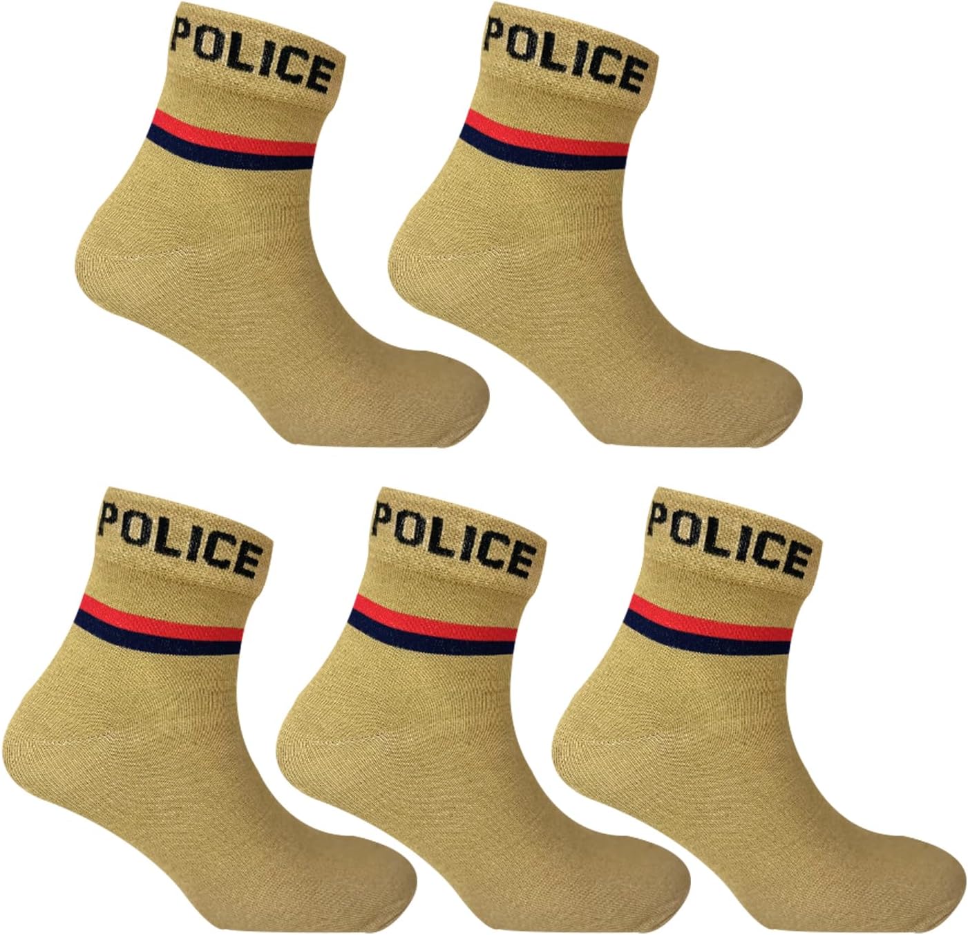 Police Unisex Cotton Socks Ankle Length Pack of 5 Pairs Free Size