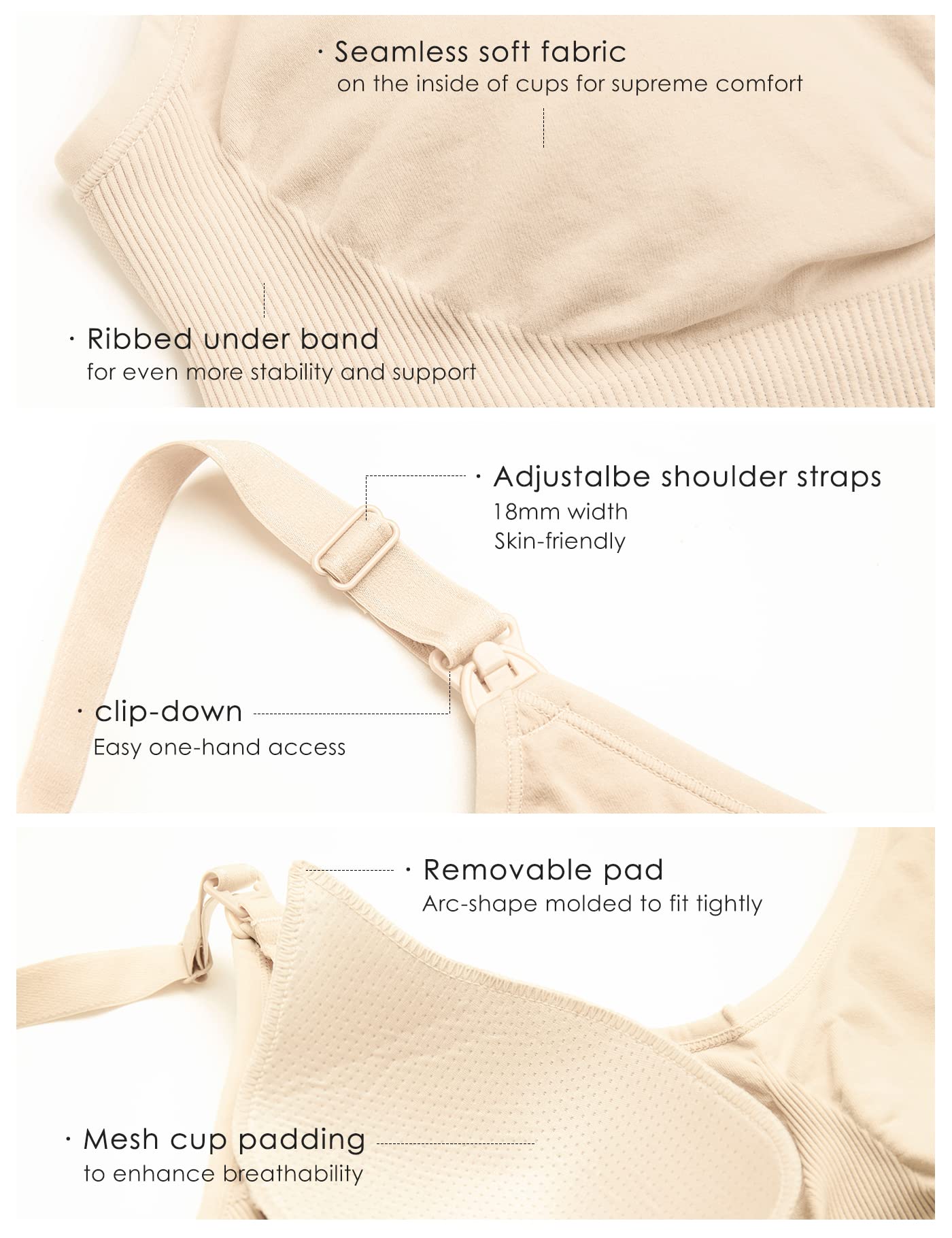 Still-BH für Damen, nahtlos, bügelfrei, mit Clip-Down, weicher Stütz-BH für Schwangerschaft, Schlafen und Stillen