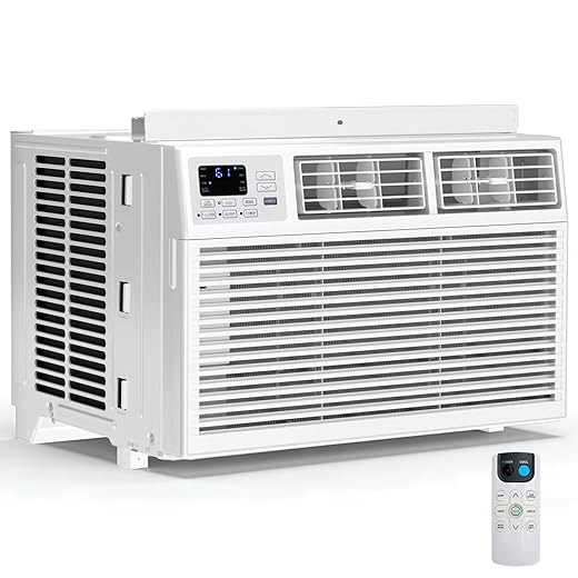 12,000 BTU Window Air Conditioner, 3-in-1 AC Unit with Dehumidifier for Large Room/Living Room Up to 550 Sq. Ft, Quiet & Energy Saving Window AC with Remote, 4 Fan Speeds, 24H Timer, Sleep Mode