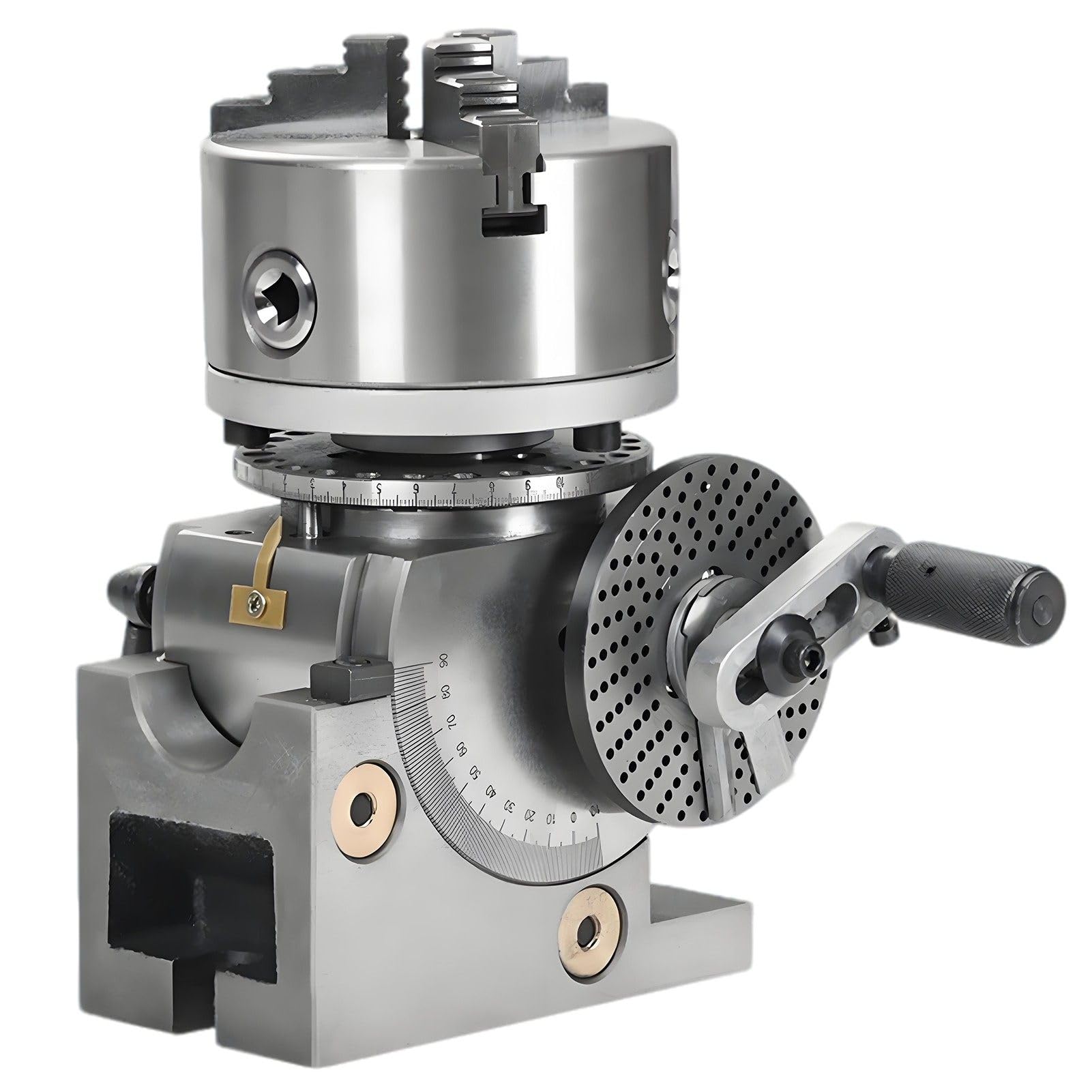 ExoticaBlend Dividing Head 4/5/6Inch 3 Jaw Chuck Dividing Head Set Precision Dividing Head for Milling Machine 0-90° Rotary Table Tailstock Milling Set,reduction ratio 1:40 4in