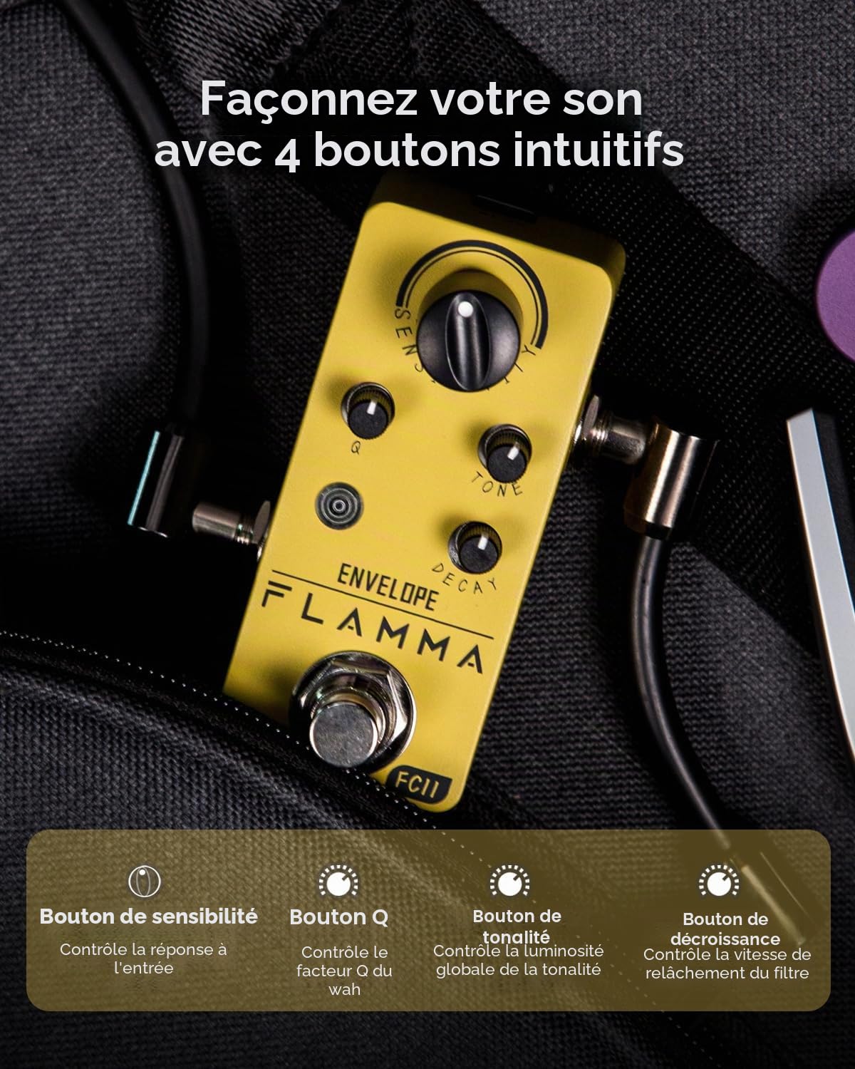FLAMMA FC11 Auto Wah Pédale d’Enveloppe Filtre pour Guitare et Basse, True Bypass