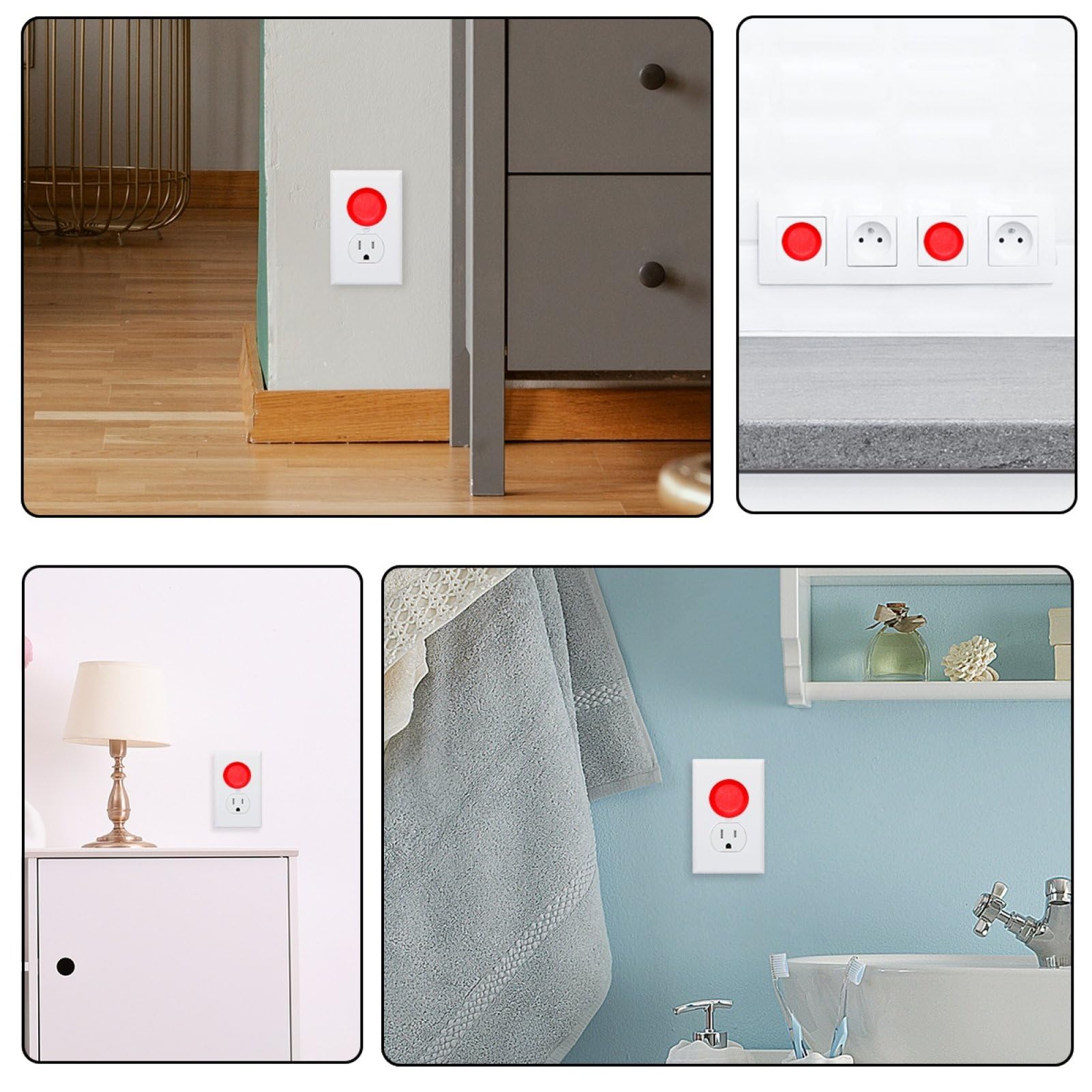 Cubiertas de enchufe con patrón rojo puro a prueba de bebés protectores de enchufe eléctrico seguros y seguros | Cubiertas de enchufe resistentes a prueba de niños para el hogar y la oficina | Fácil