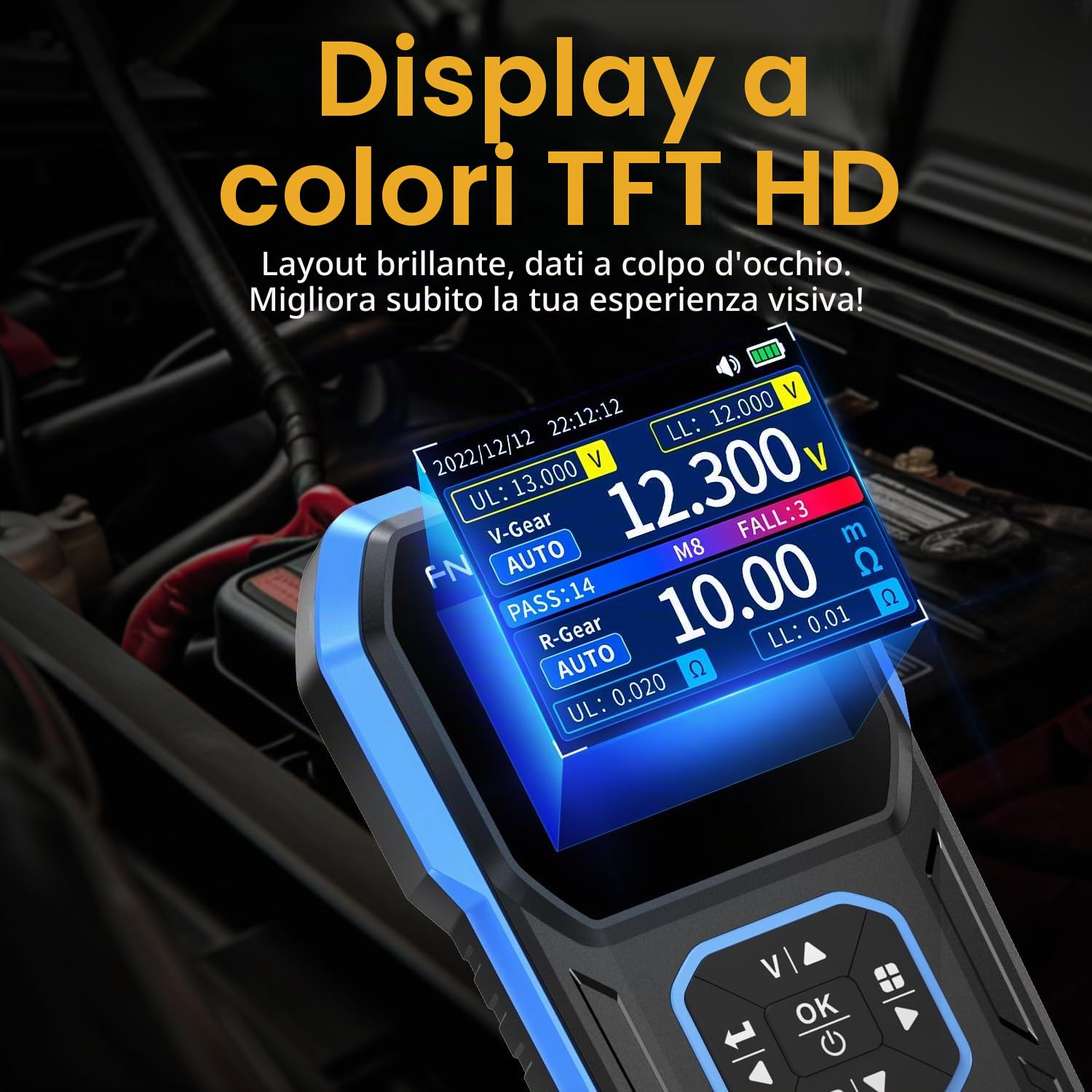 Tester di Resistenza,HRM-10 Tester Portatile Multifunzionale A 4 Fili Per Batterie 100V 200Ω Misuratore Di Resistenza Interna E Di Tensione Accurato