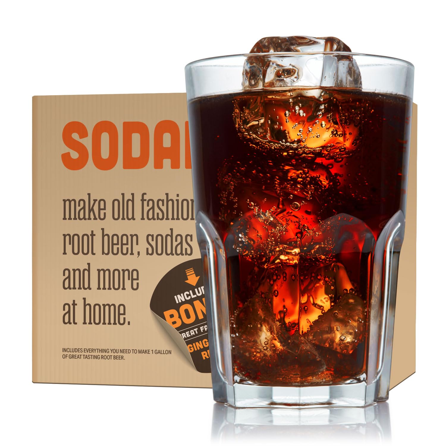 SodaFun Kit w/Bottles - Make Your Own Craft Root Beer - Complete Equipment and Supplies - Home Starter Brewing Kit - 1 Gal. Root Beer Recipes