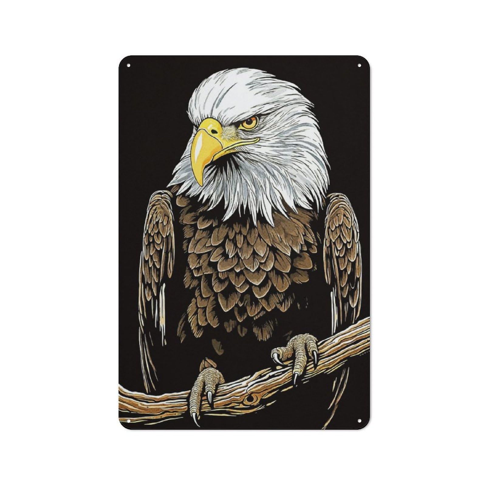 Junmoney Bald Eagle Bird Wildlife Metal Plaque 30X20cm With For Garage Wall, Retro Decor, For Themed Interiors In Garages And Workshops