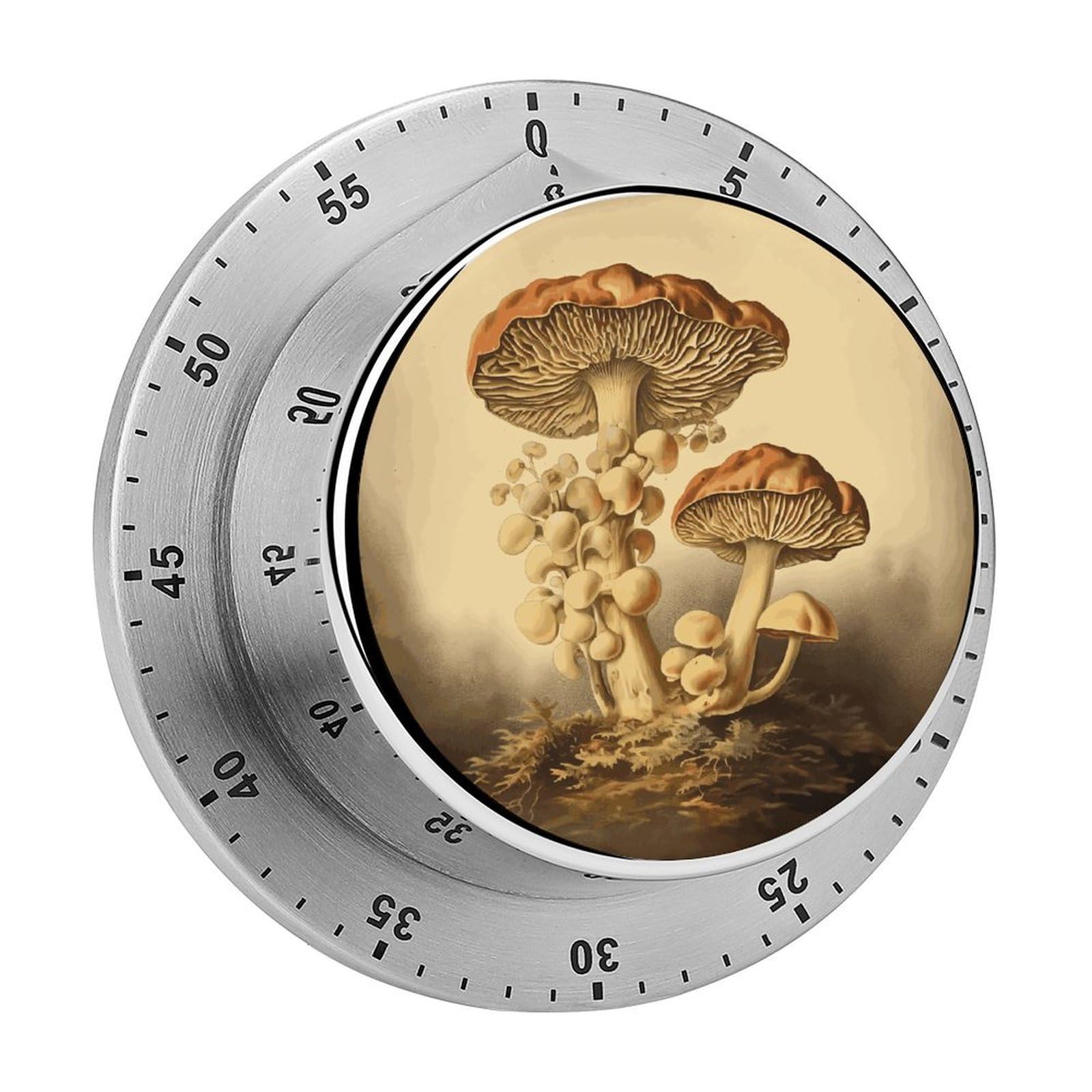 Vintage Mushrooms Timer Loud Mechanical Timer Stainless Steel 60-Minute Kitchen Timers Waterproof Chef Cooking Timers Sport Countdown Clock Portable Countdown Alarm Adult