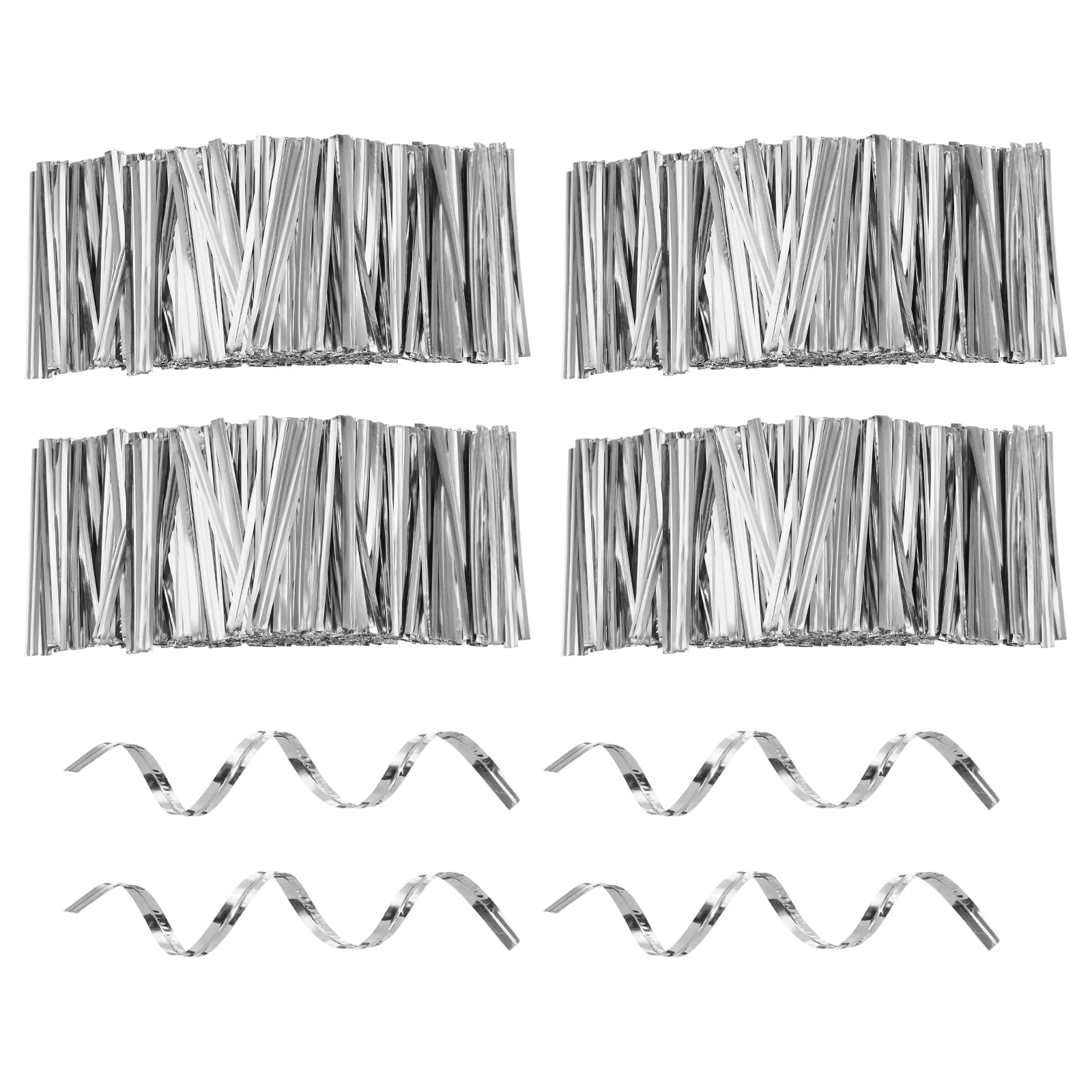 sourcing map 3200pcs Bag Twist Ties 60mm Reusable Metallic Twist Ties Wire Cable Ties Plastic Bag Sealers for Party Bread Candy Cake Present Supplies, Silver Tone