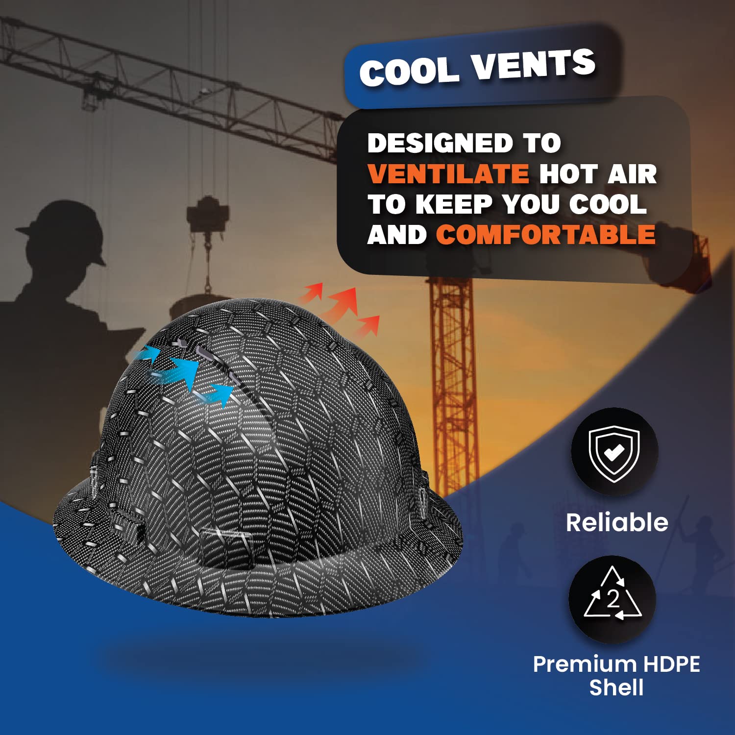 Casco de seguridad aprobado por la OSHA para construcción, de ala completa, ventilado, para trabajo, de fibra de carbono, diseño personalizado, cascos de construcción para hombres, casco duro ACERPAL