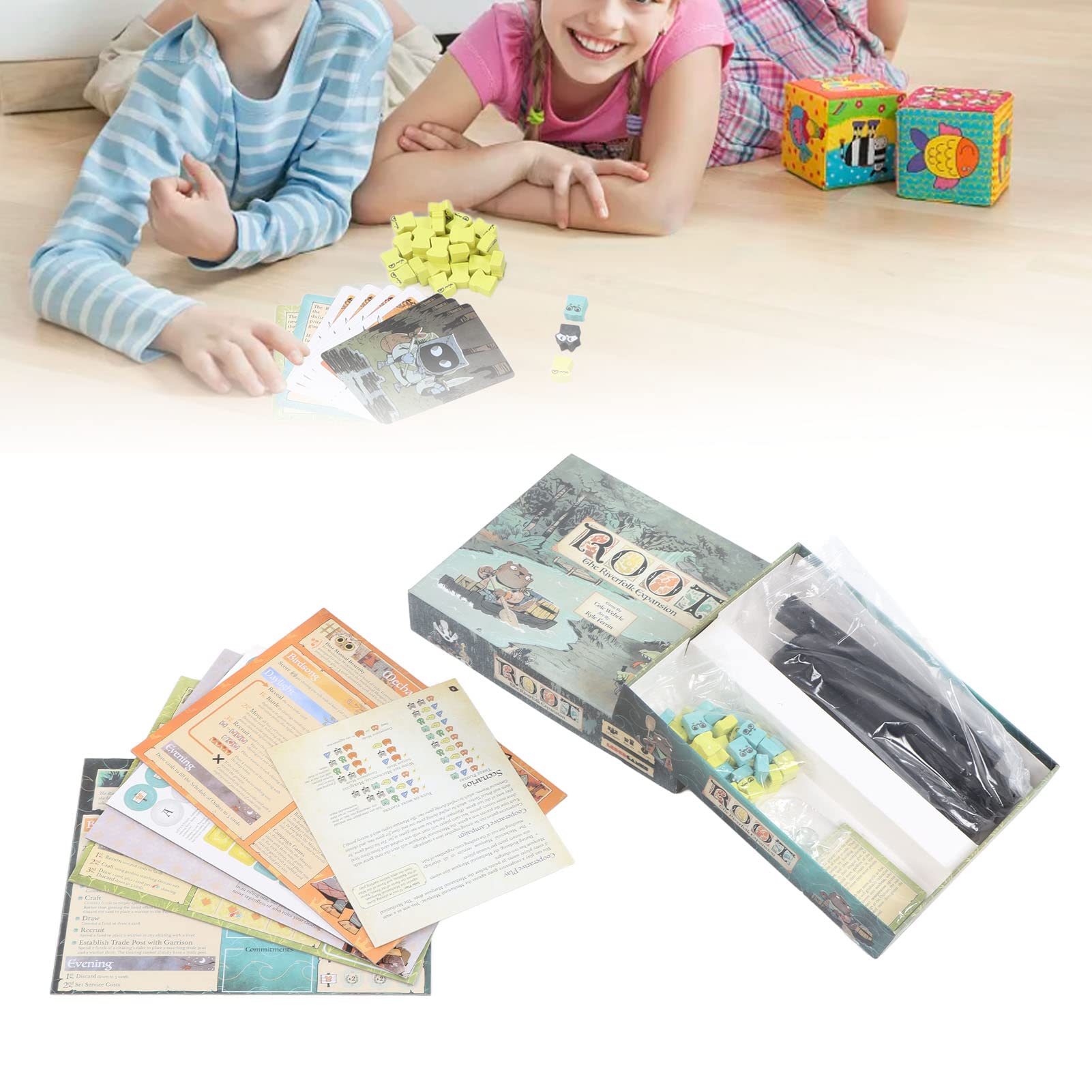 Juego de Mesa de Estrategia para niños, Juego de Mesa Educativo, Juego de Cartas de Aprendizaje e interacción Familiar con Bloques de Madera y Tarjetas de Personajes, Actividad