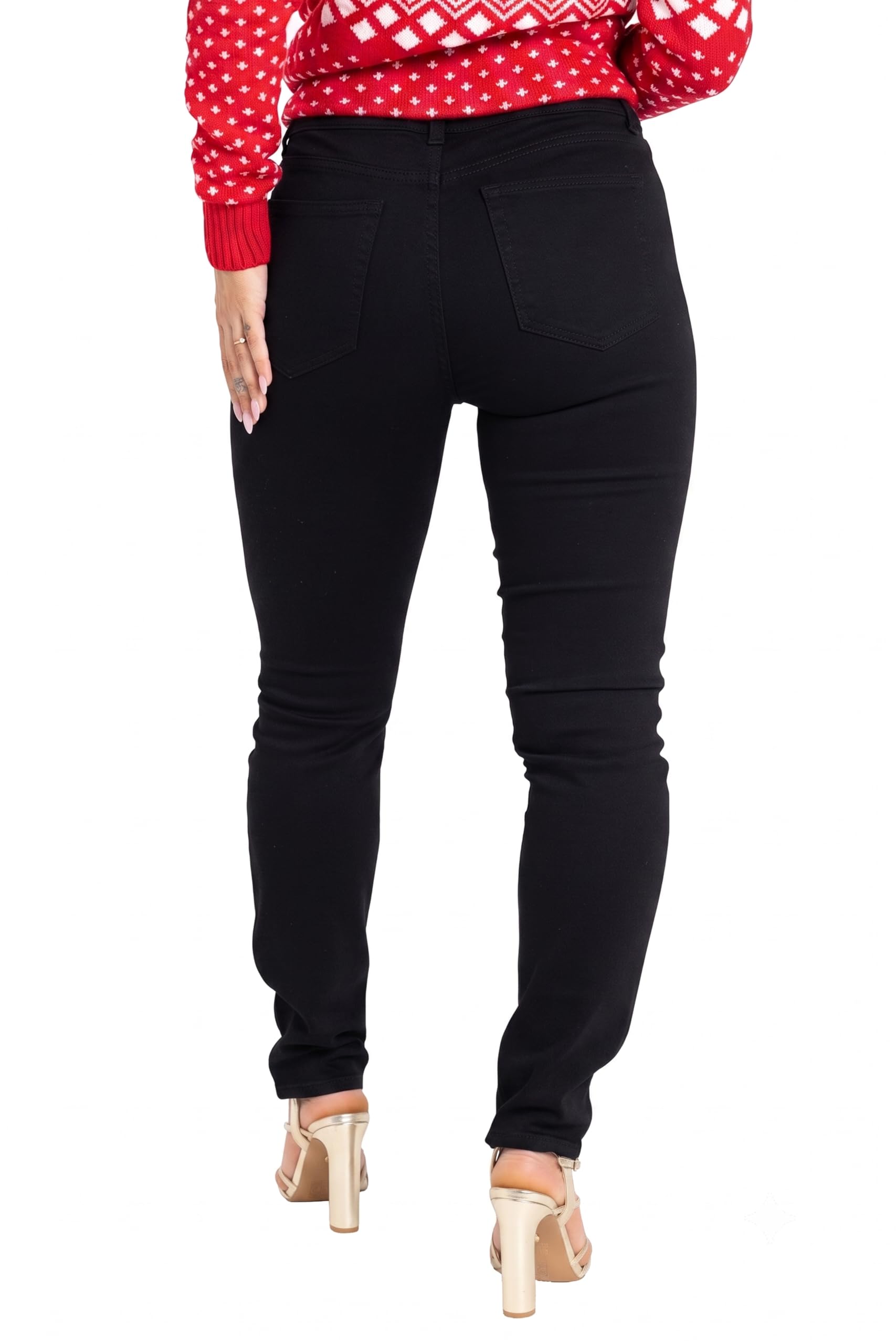 BlauerHafen Pantalones vaqueros para mujer, corte ajustado, elásticos, de cintura alta, mezcla de algodón, 5 bolsillos, cierre de cremallera, botón grande, corte ajustado, tallas 36 a 48