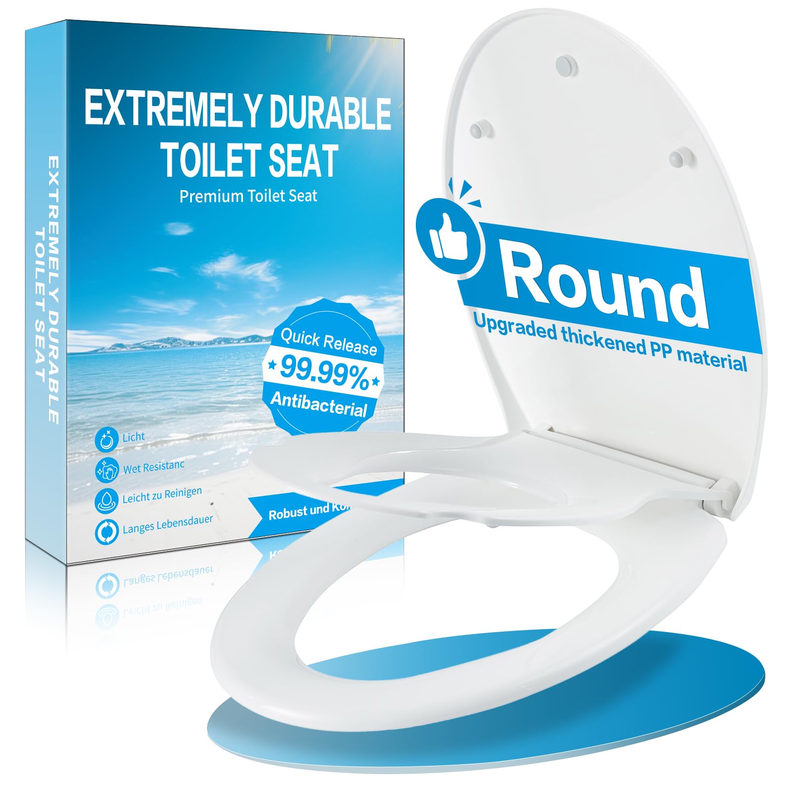 Toilettenbrille mit Kindersitz & Soft-Close – Klodeckel mit herausnehmbarem Kindereinsatz, Quick-Release & Antibakteriell – Robuster Toilettendeckel für Standard-WCs, inkl. Montageschablone