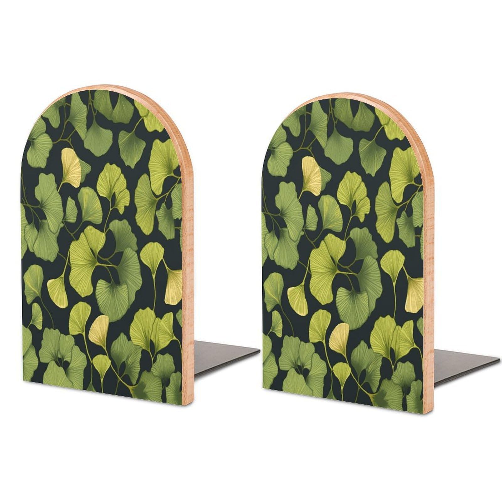 Sujetalibros de madera Ginkgo Biloba resistente, la solución para ordenar estanterías de oficina
