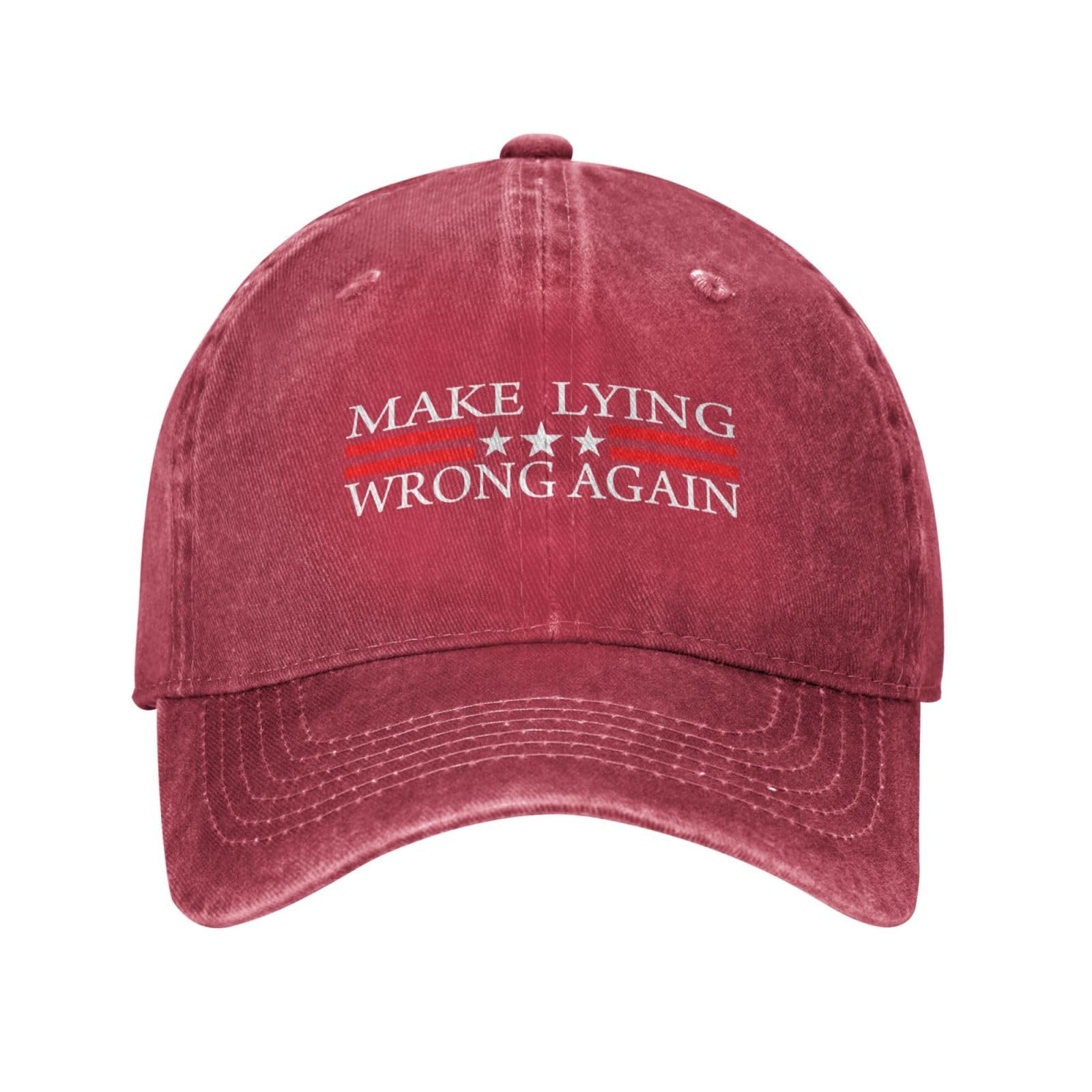 Make Lying Wrong Again Hat Men Dad Hats Vintage Caps Red