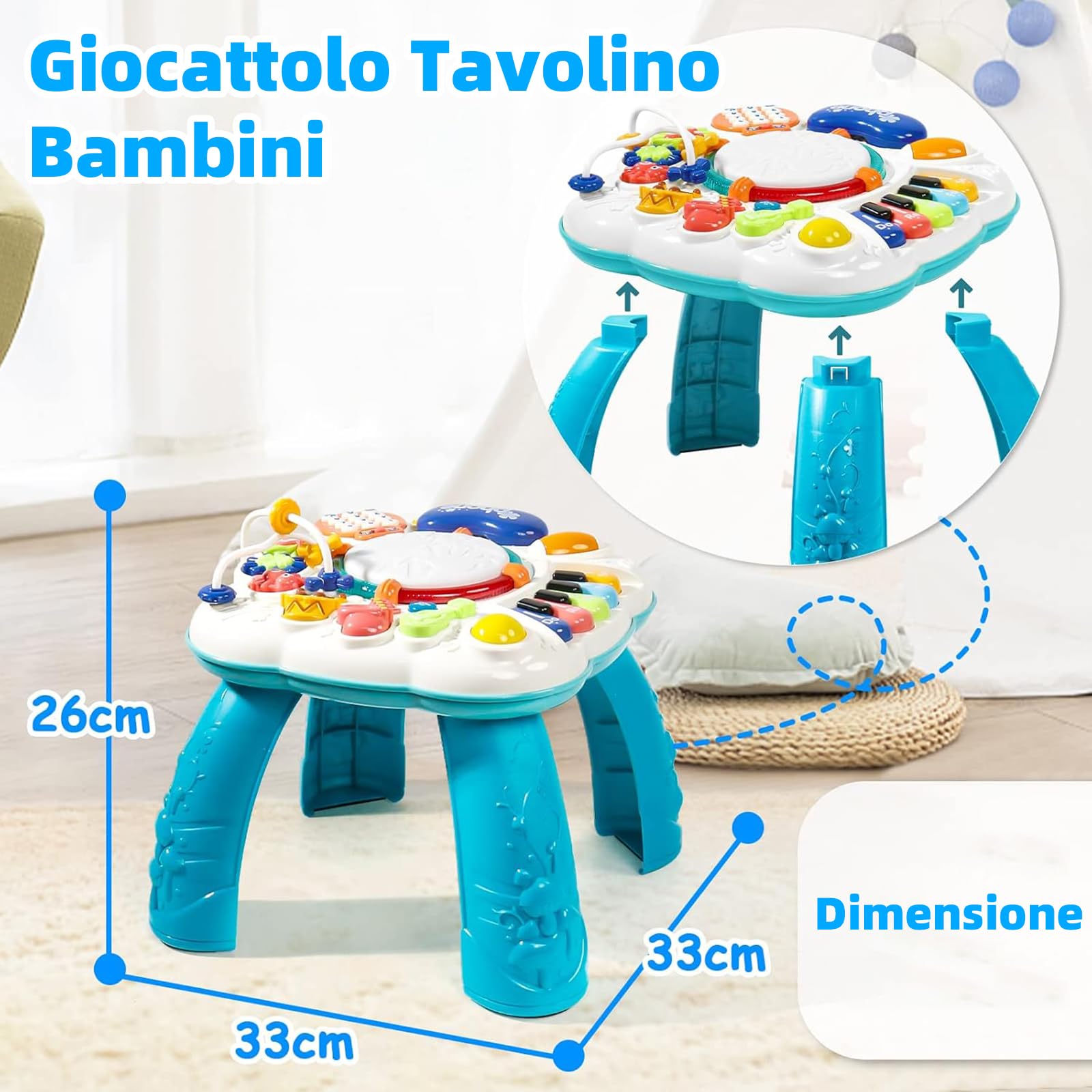 Giochi Bambini 1 Anno - Tavolino Tavolo Multiattivita Interattivo Bambini Giochi Montessori Educativi Giocattoli Bambina Bambino Natale Regalo per Bimbo 1 2 3 Anni