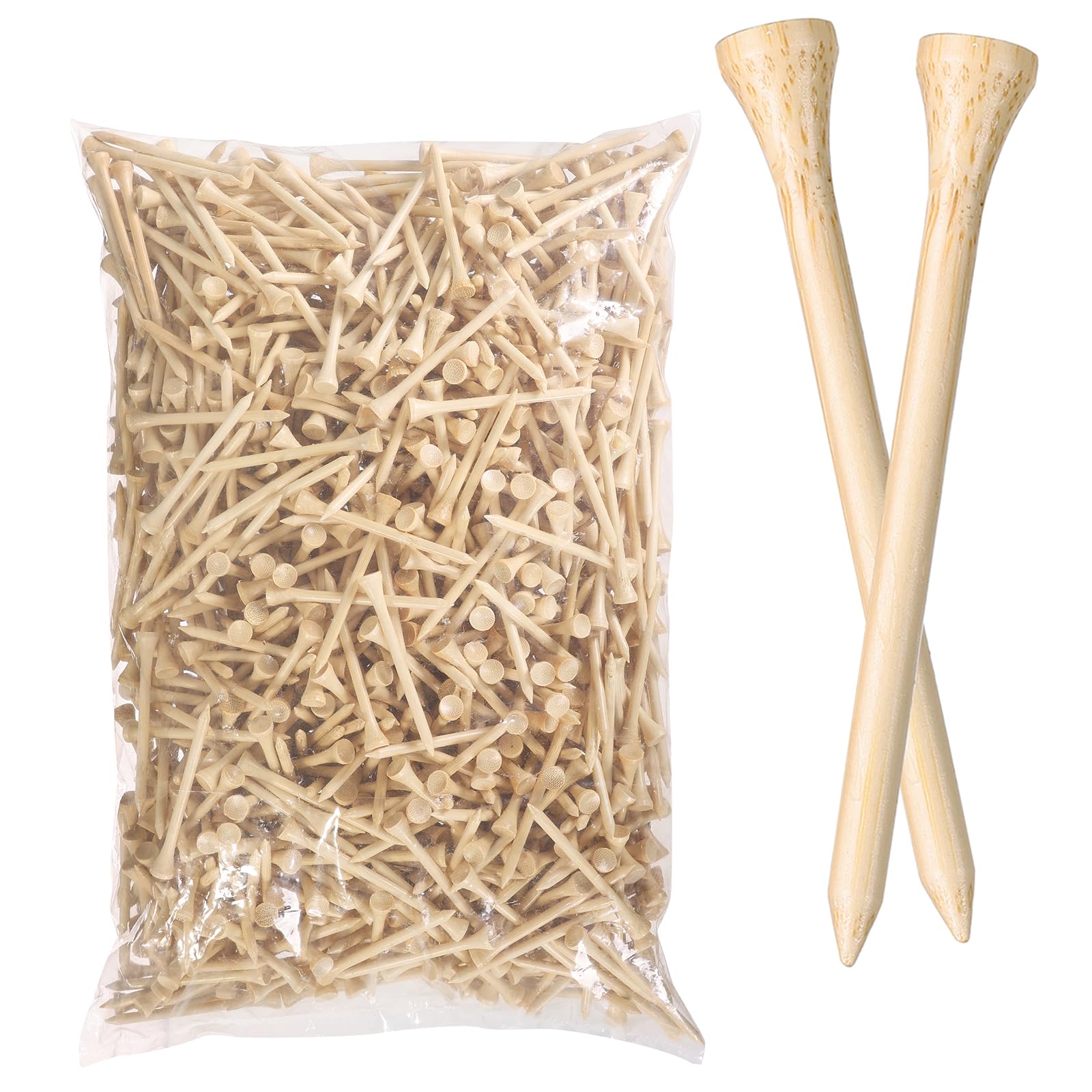 weyleity Bamboo Golf Tees 1000/500/250 PCS 2-3/4 & 3-1/4 inch Length | Bamboo Golf Tees, 7X Stronger Than Wood Golf Tees, Reduce Friction & Side Spin