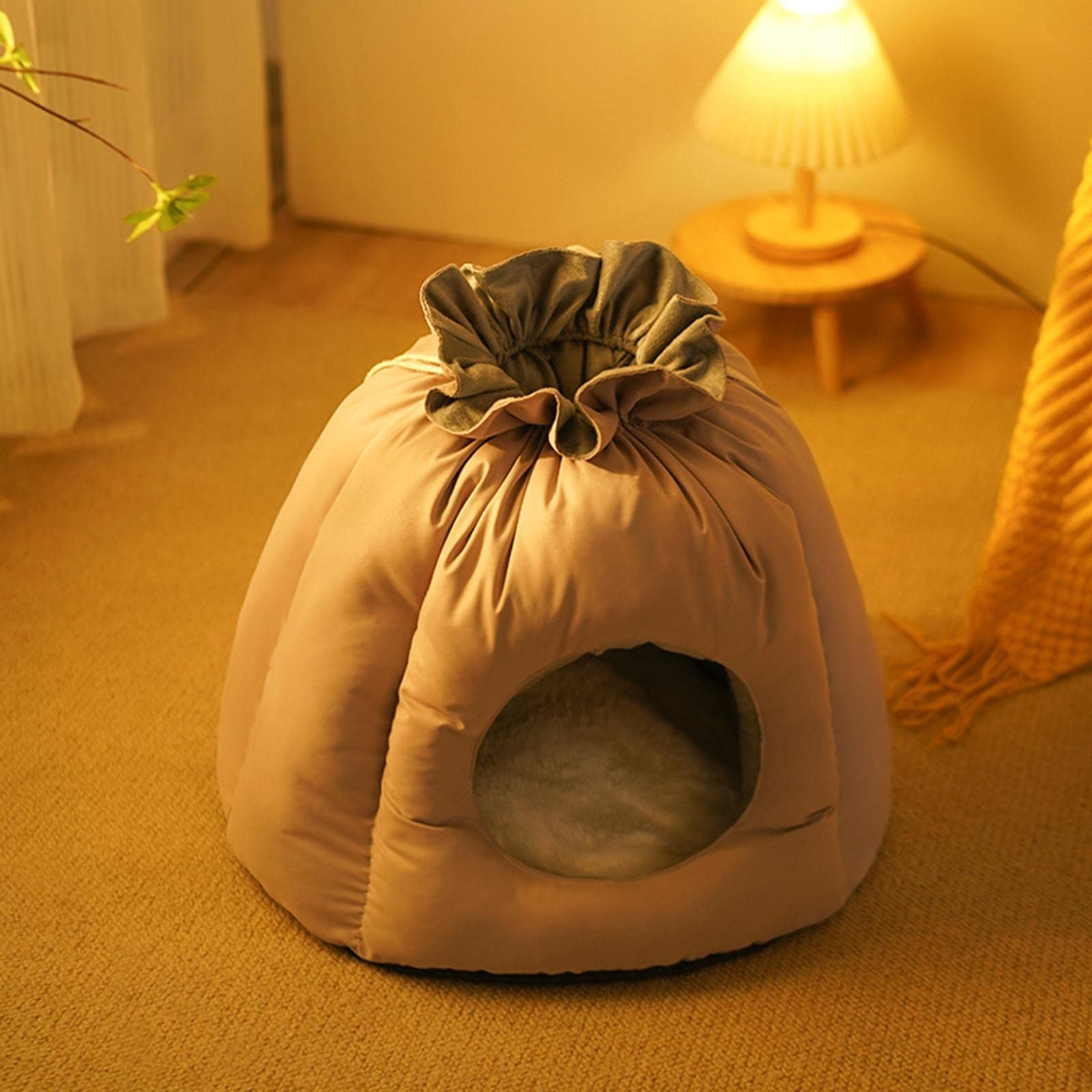 LOVIVER Felpa Casa cálida Antideslizante Tienda de campaña para Perros Lavable Autocalentamiento Hut Cueva Cama para Mascotas Manta para Gatos para Gatos de, Gris