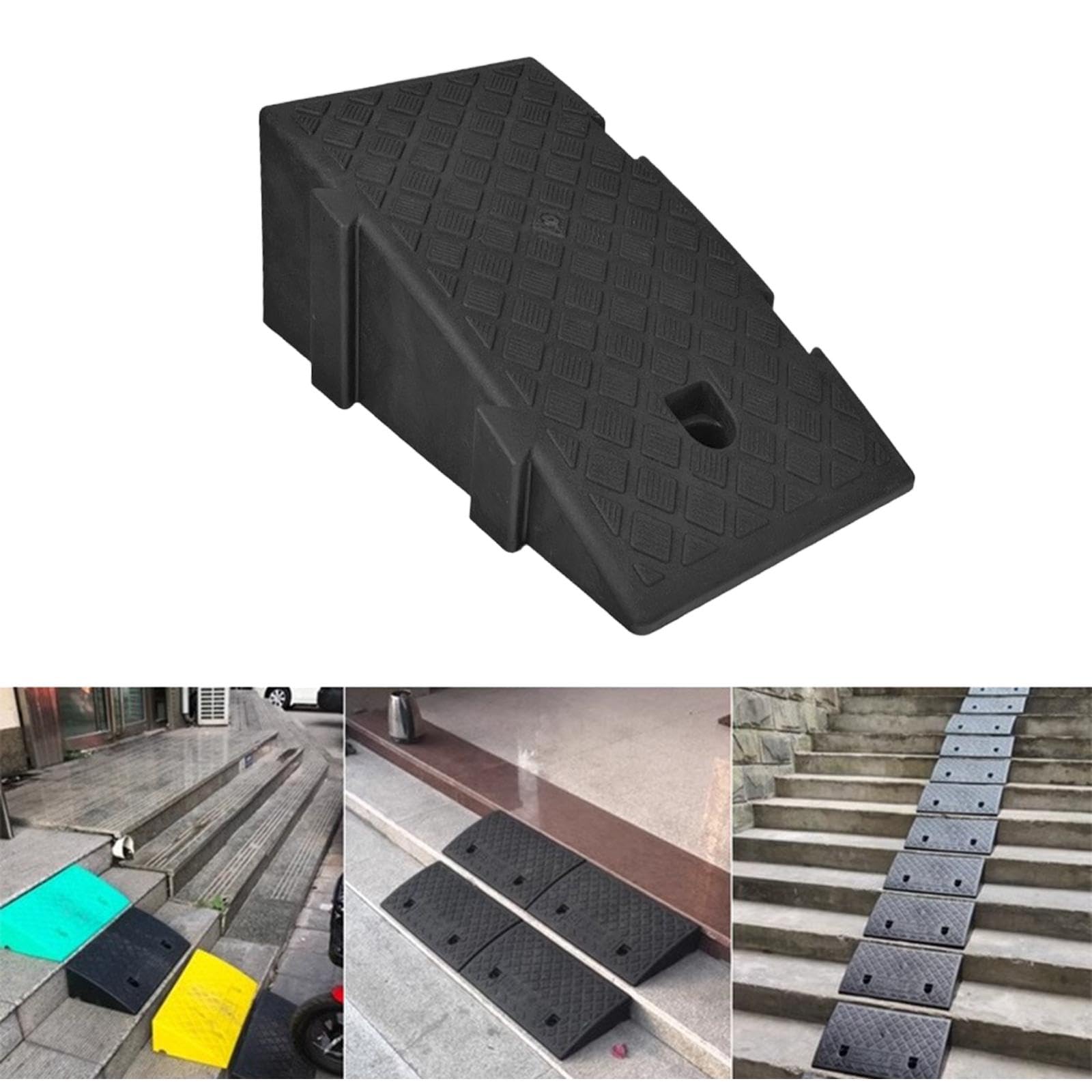 Generic Curb Ramp Rampa de Acceso Rampa para Umbral Rampa para Carretera con PP Robusto Y Protección contra Impactos con Agujeros Preperforados Adecuada para, 19 cm