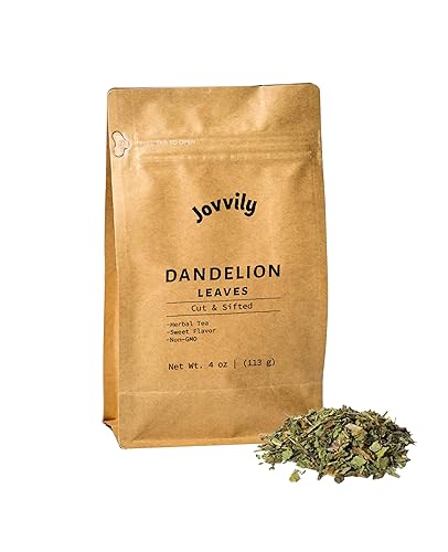 Jovvily Hojas de diente de león - 4 oz - Cortadas y tamizadas - Té de hierbas - Guarnición de cocina