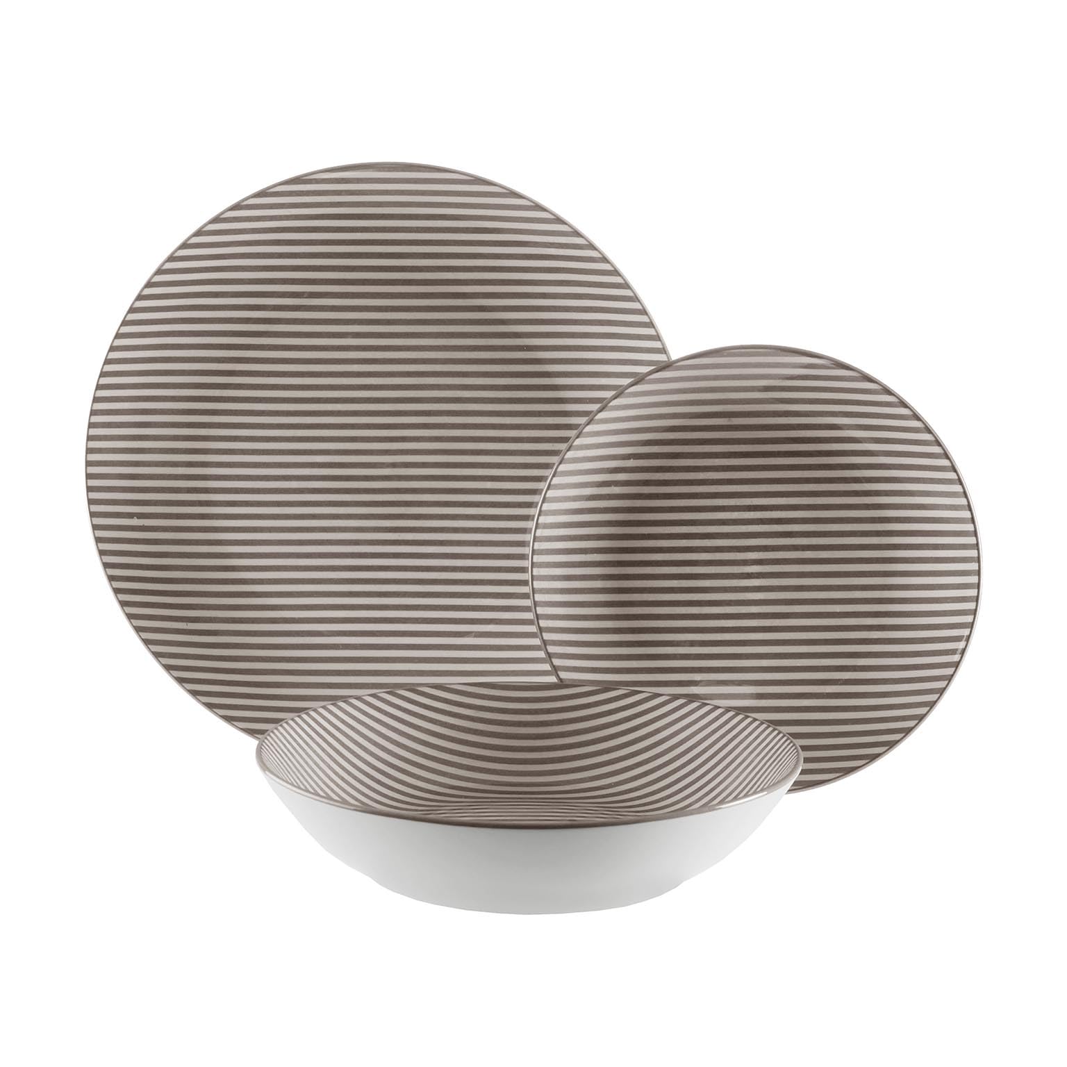 Service de table Versa 18 pièces en porcelaine grise et moderne de 26,5 cm