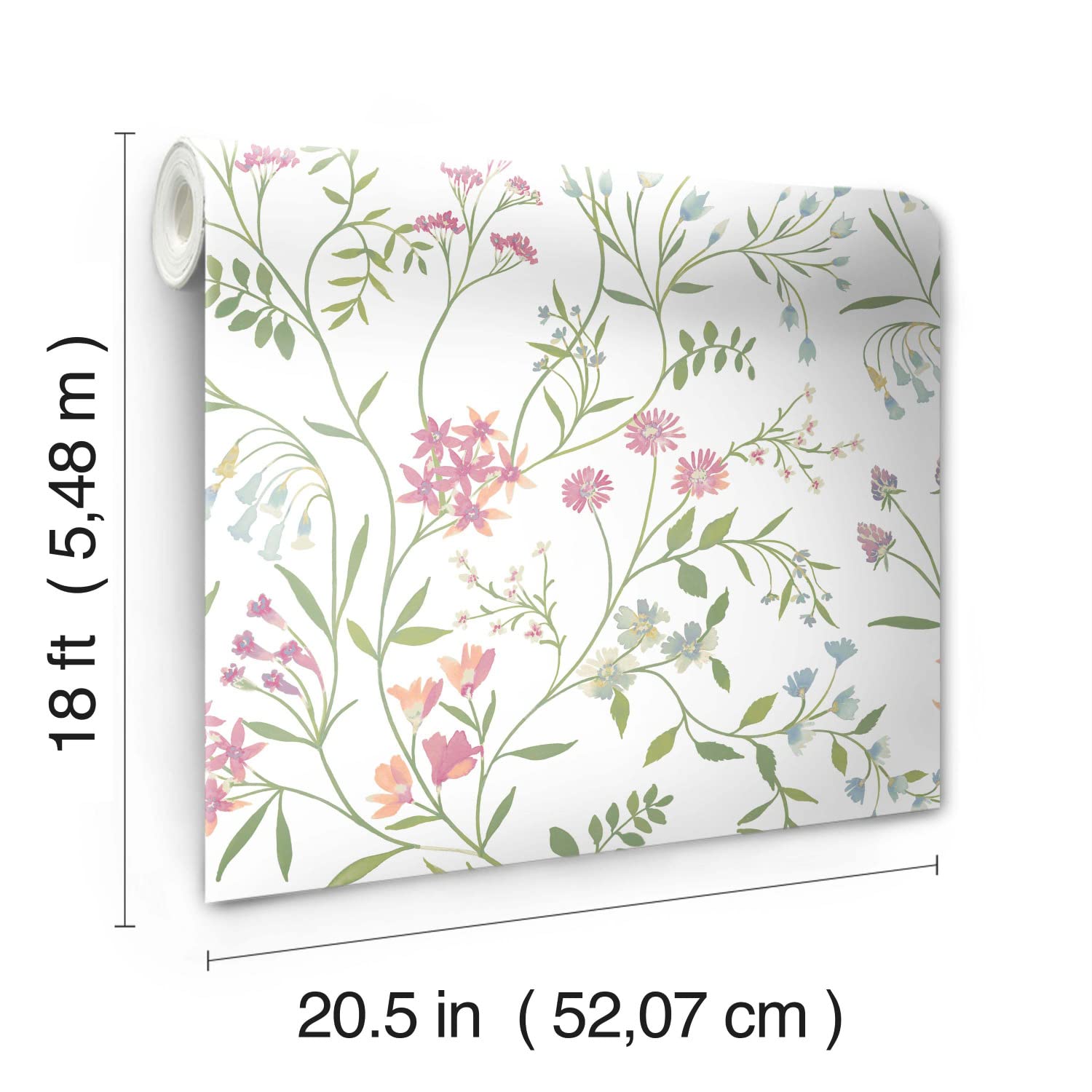 RoomMates Meadow Mix Peel & Stick Wallpaper | Removable Floral Wall Decor