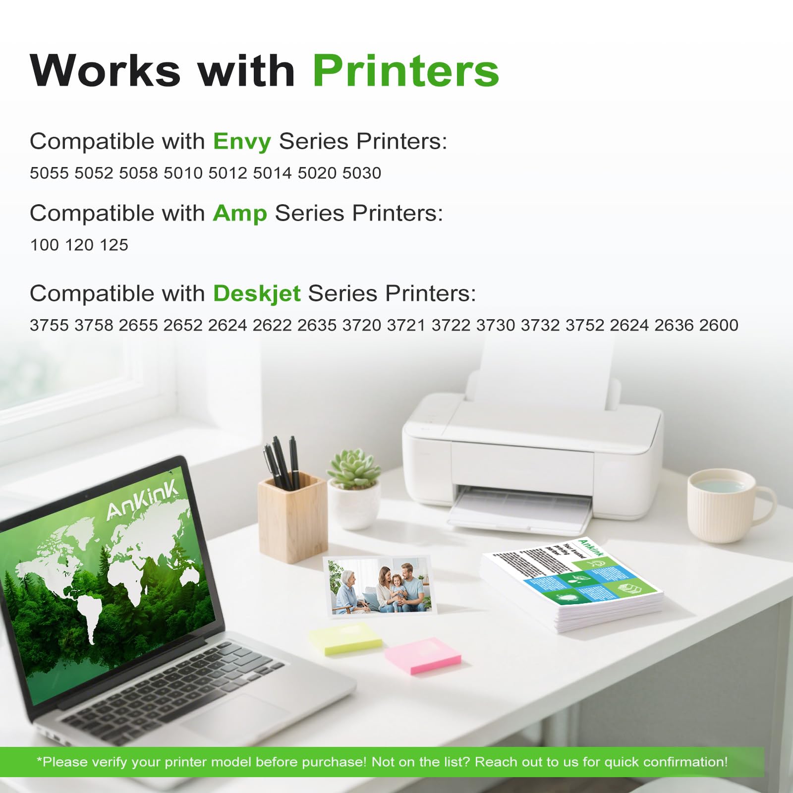 Ankink Lot de cartouches d'encre 65XL de remplacement pour HP 65 HP65 XL compatibles avec Envy 5055 5000 5052 5010 5070 5014 DeskJet 3755 3700 2600 3752 2652 2655 2622 26400 Imprimante (tricolore
