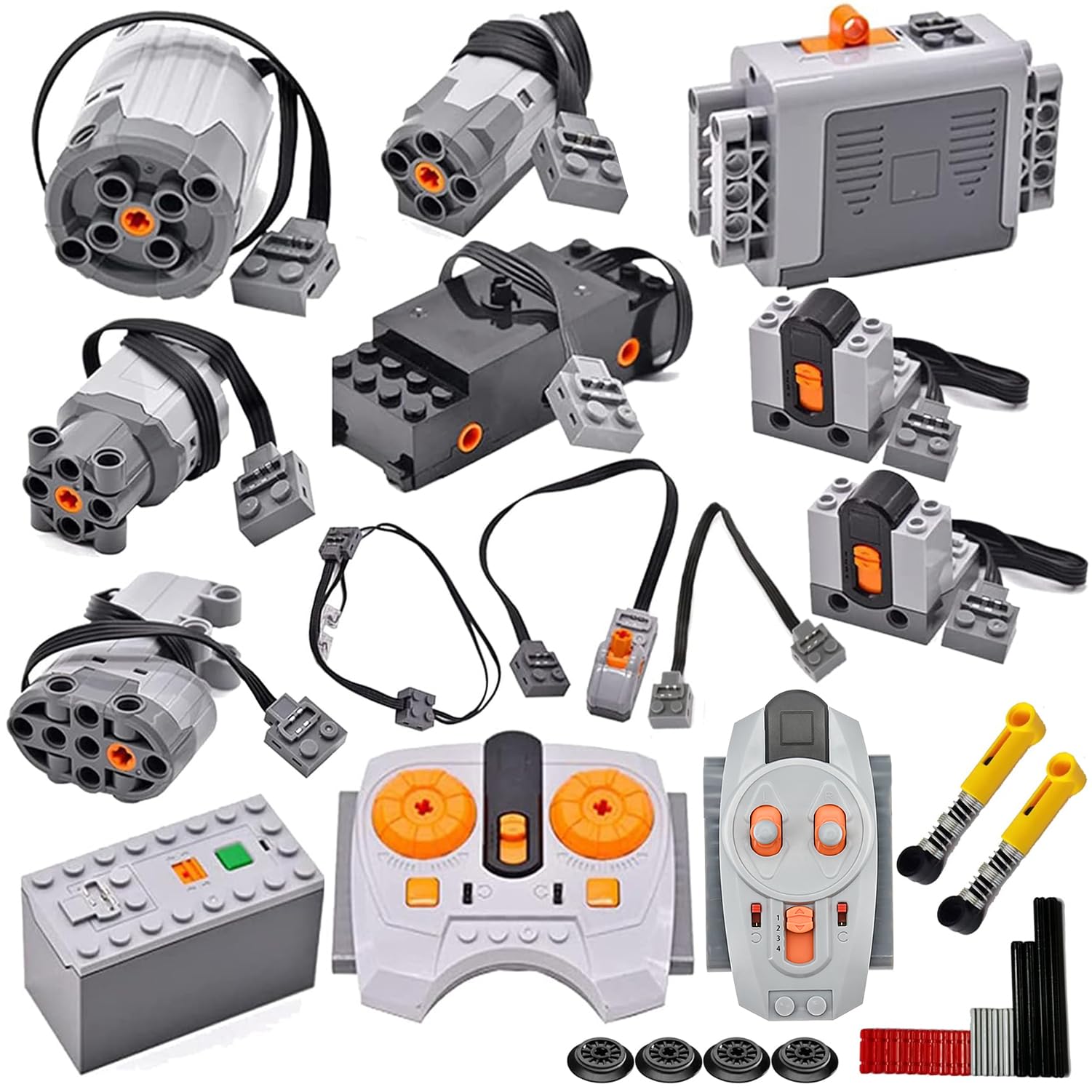 SEEMEY 34Pcs Power-Function Kit Set Motor Battery Infrared-Remote-Control Receiver Train Adjustable Speed Technic-​​Motor Parts, Technic-Parts Compatible with mainbrands
