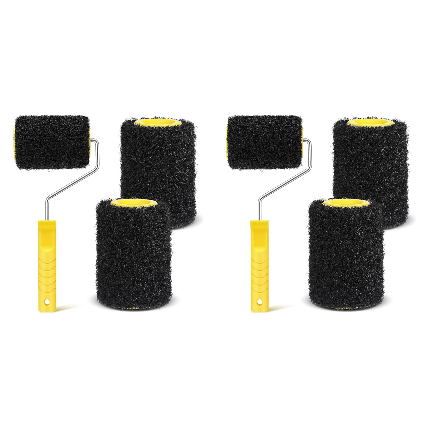 Jnchdghwa 6Pcs 4 Inch Drywall Compound Roller Cover with Paint Frame,Drywall Texture Brush,Mud Roller for Putty,Diatomaceous Earth