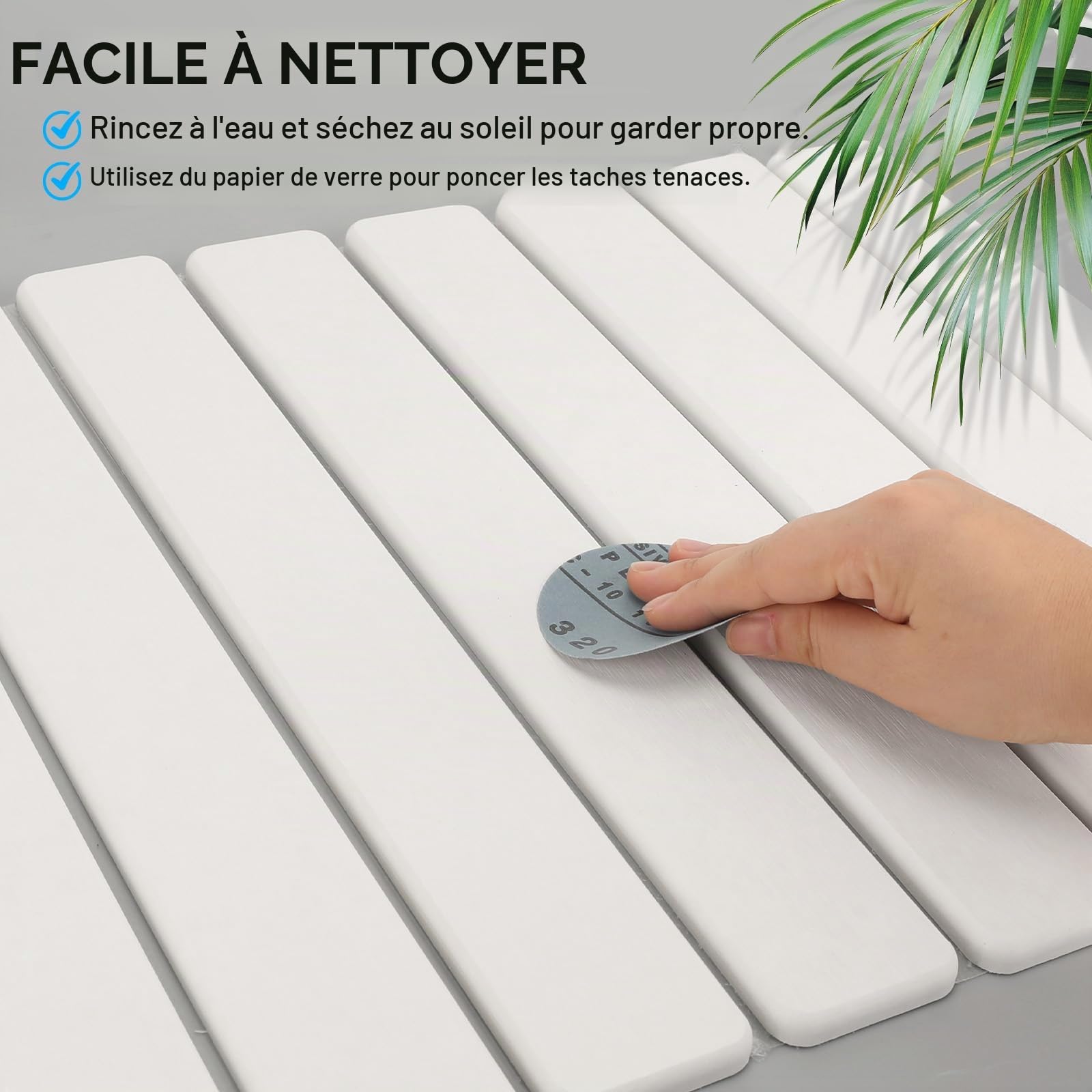 Tapis de Bain en Pierre 39 x 60 cm, Tapis de Salle de Bain, séchage Rapide, Peut être utilisé dans la Cuisine, Pliable pour Le Stockage, Tapis d'égouttement pour la Vaisselle (Blanc)