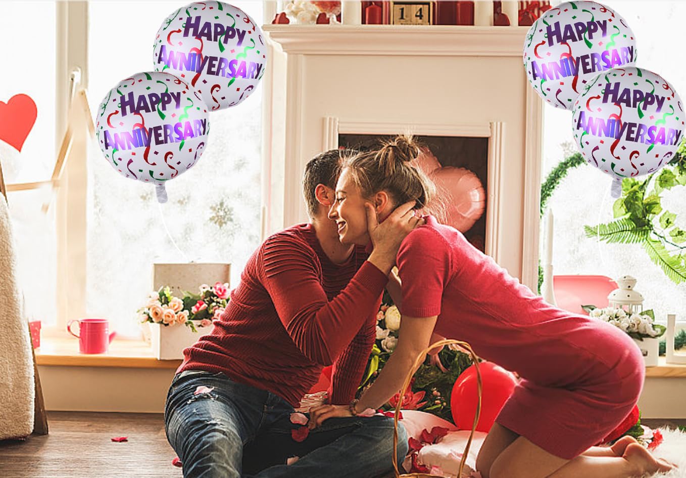 10 szt. balonów z folii aluminiowej Happy Anniversary dekoracje imprezowe balony na rocznicę artykuły imprezowe dla mężczyzn kobiet
