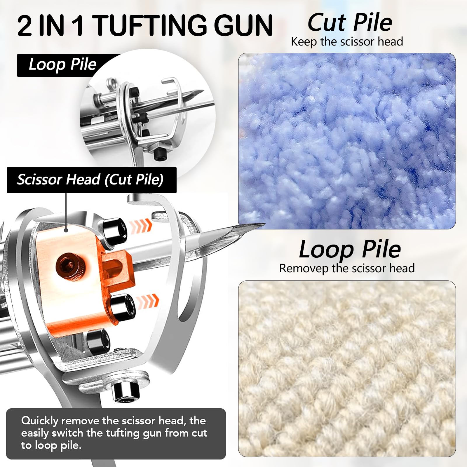 Pistola Per Tufting, Set Tufting Macchina Tufting Pistole Tappeti Batteria 2*2600 Mah Con Telaio In Lega Alluminio 27,5 X 27,5'' Taglierina Tappeti A Pelo Tagliato 20 Rotoli Filato Con Teli Tufting