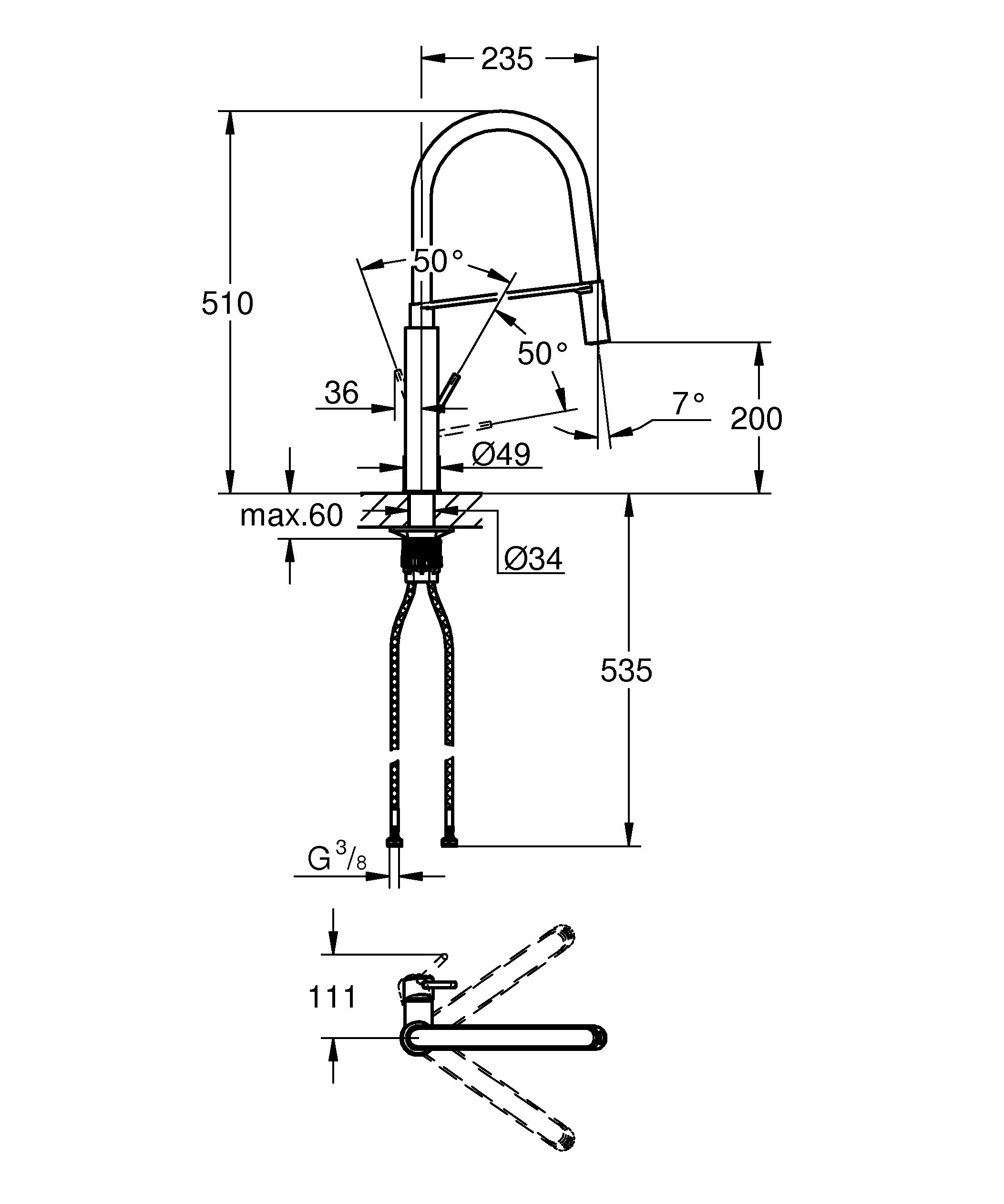 GROHE Concetto Jednouchwytowa bateria zlewozmywakowa, DN 15