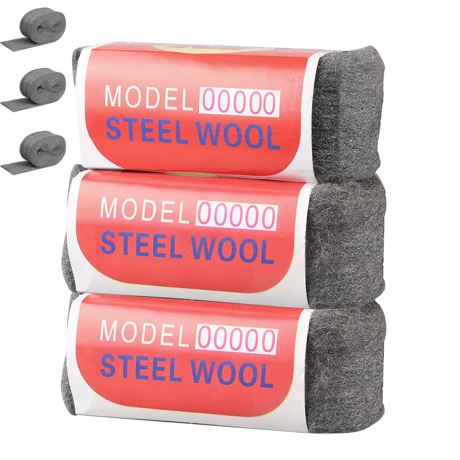 3 Rolls 00000 Steel Wool Extra Fine Steel Wool for Filling Holes in Walls, Garages and Gardens