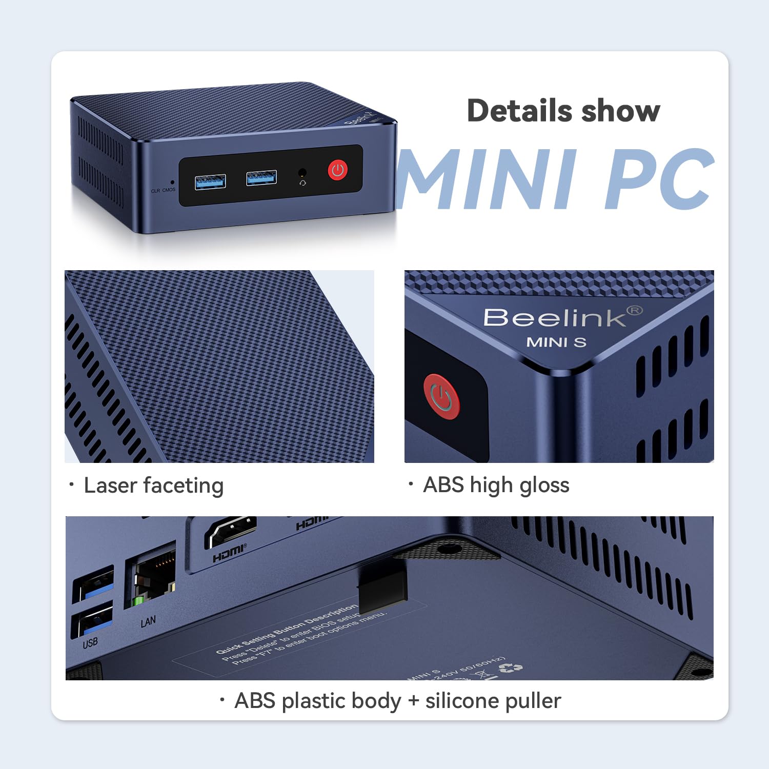 Beelink Mini PC, Mini S12 Intel 12ª Geração 4-Core N95 (até 3,4GHz