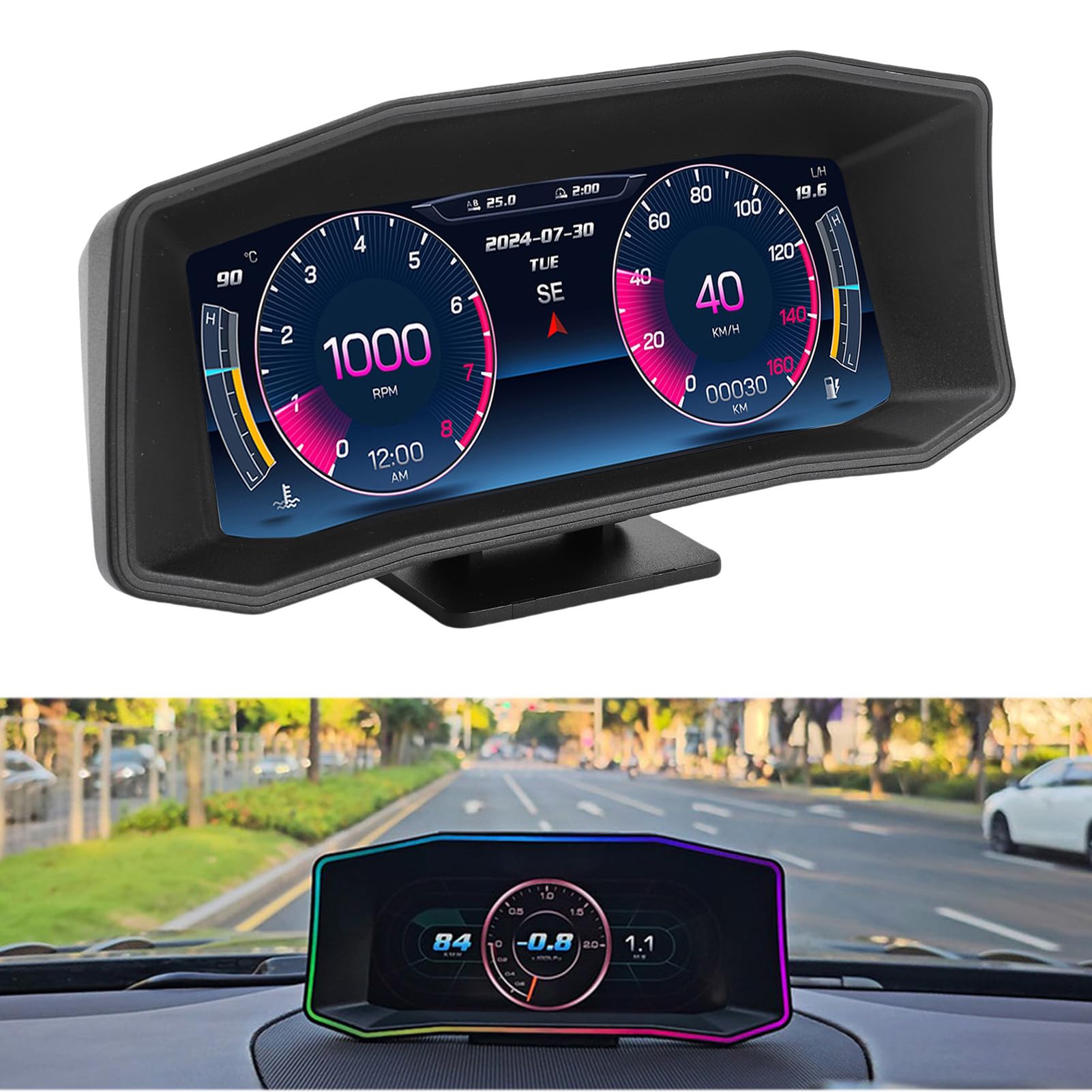 Ausla Samochodowy Wyświetlacz HUD z GPS Speedometrem, Inclinometrem i Połączeniem OBD II, 12 Opcji Językowych, dla Pojazdów z projekcją na przednią szybę
