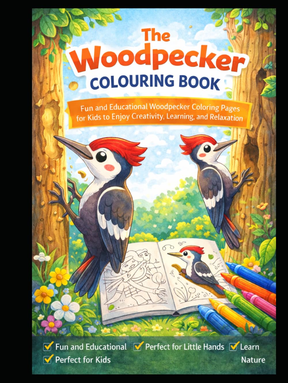The Woodpecker Colouring Book: Fun and Educational Woodpecker Coloring Pages for Kids to Enjoy Creativity, Learning, and Relaxation
