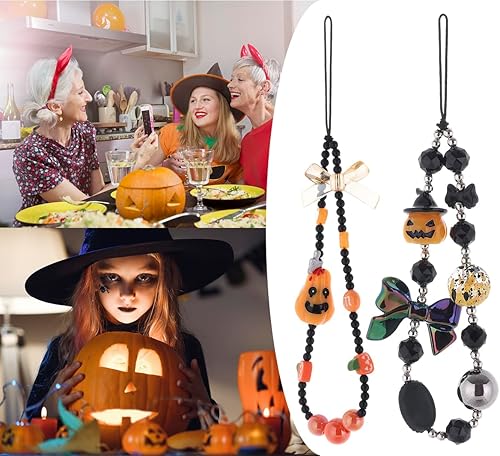 Miniatura 4 de Cordón de teléfono con abalorios y dije de 6 piezas para la muñeca, con diseño de frutas, estrellas, perlas o arco iris para mujeres y niñas.