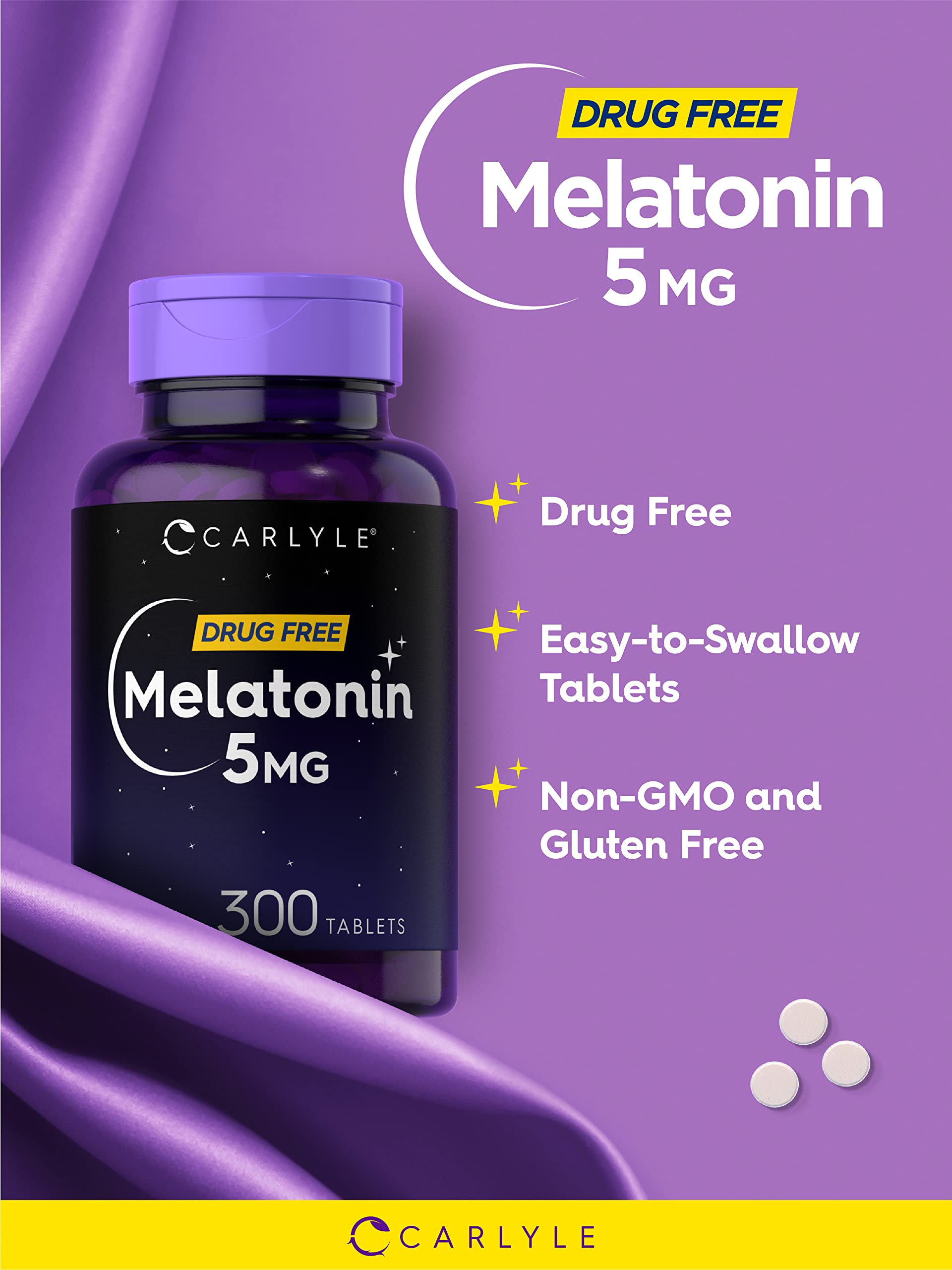 Carlyle Melatonin 5mg | 300 Tablets | Drug Free Supplement — Amazon image 3
