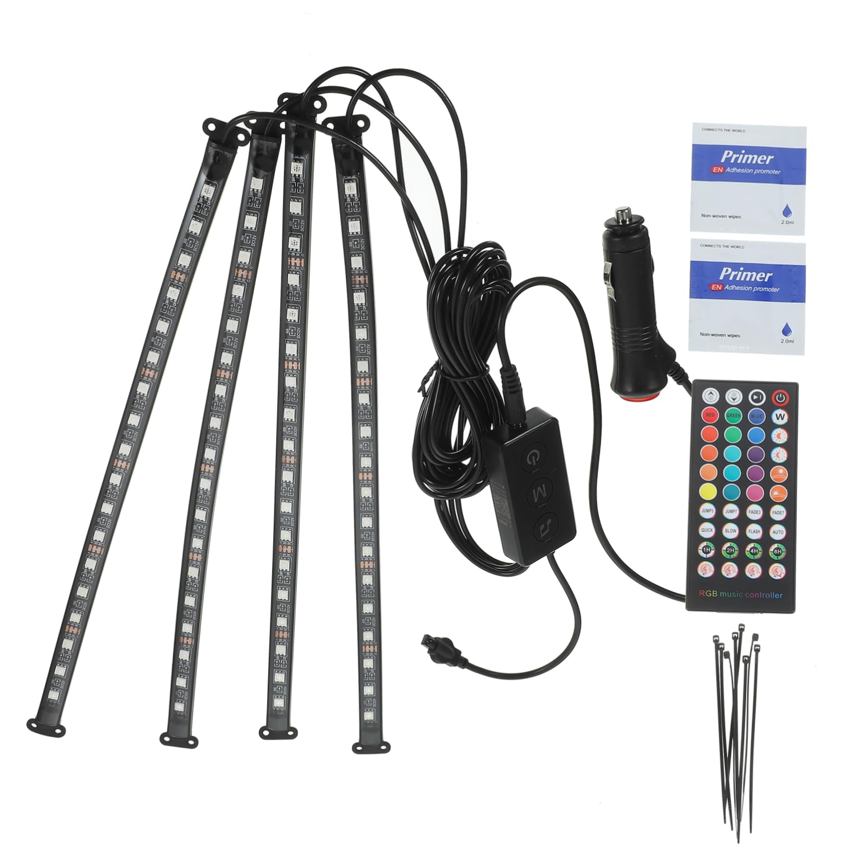 PartyKindom Led Light Strip for Car Interior 72 Led RGB Strip Remote Control Multi-Color Car Ambiance Lighting