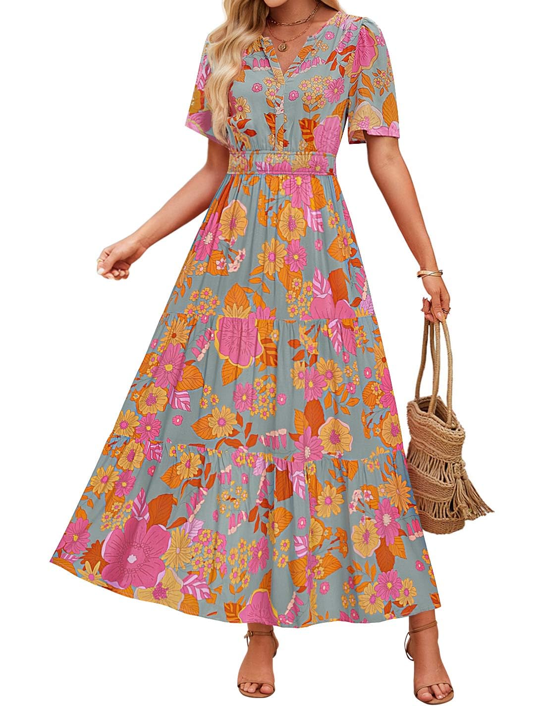 ZESICA Floral Boho Maxi Dress