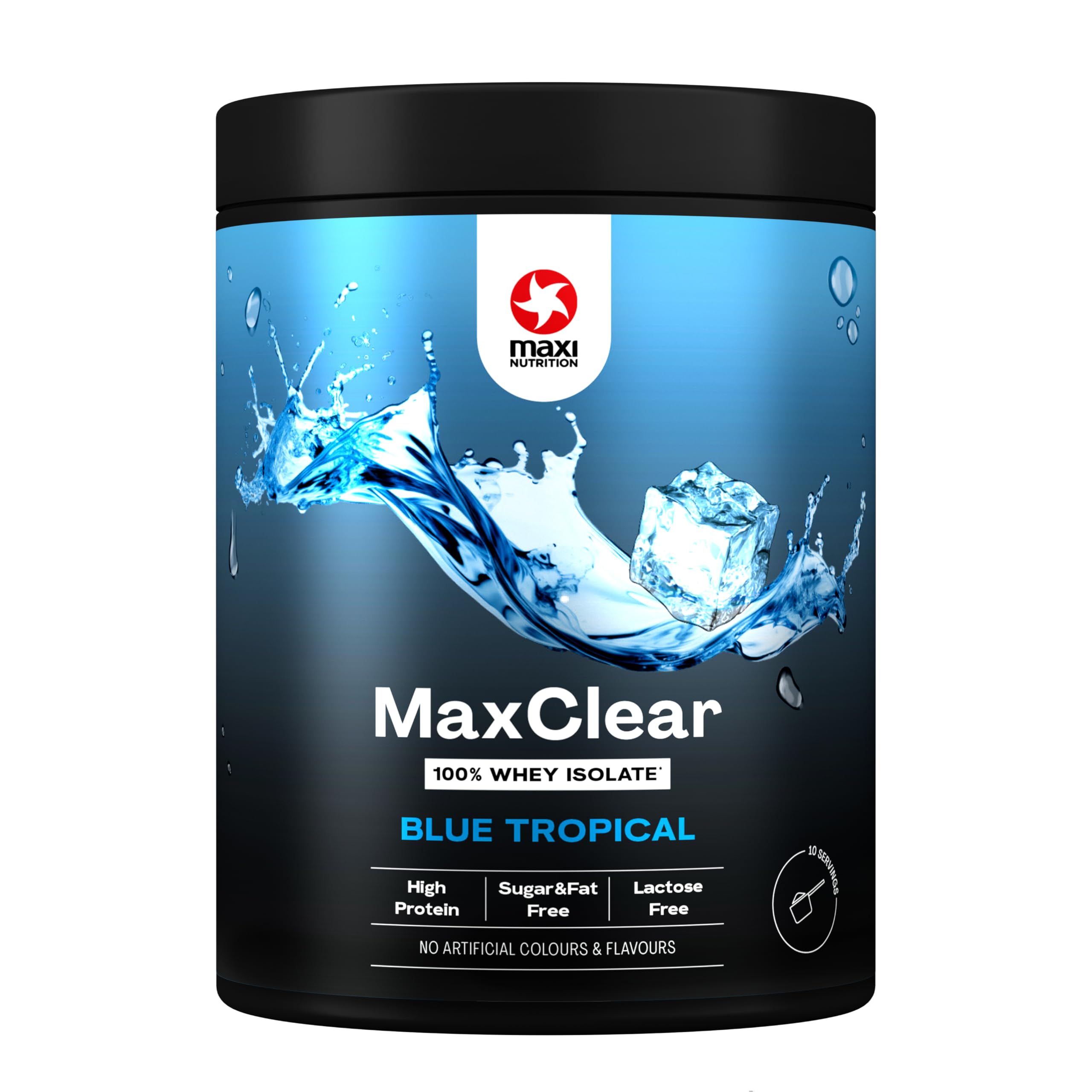 MaxiNutrition MaxClear Blue Tropical 300g, 24g Protein, 104 Calories per Serving. Refreshing, Low Calorie, No Artificial Colours or Flavours