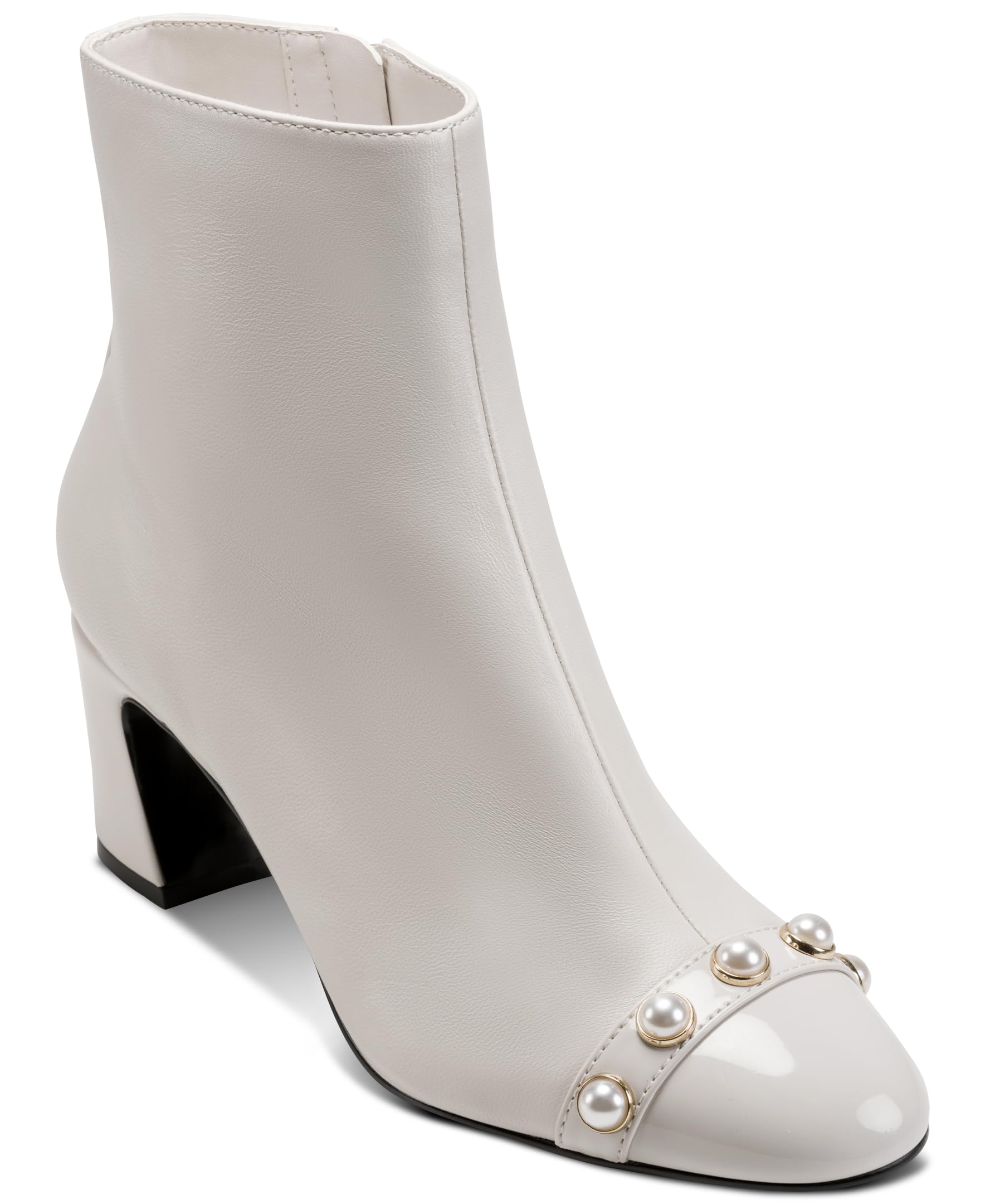 KARL LAGERFELD Womens Dalyn Heeled Bootie with Pearl Embellishments Fashion Boot