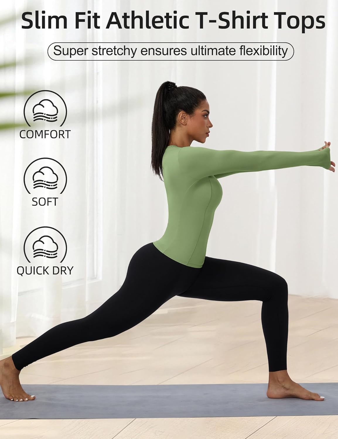 SPVISE Women's Compression Shirts Long Sleeve Crew Neck Slim Fitted Workout Gym Shirts Dry Fit Athletic Undershirt Basic Tops - Image 8