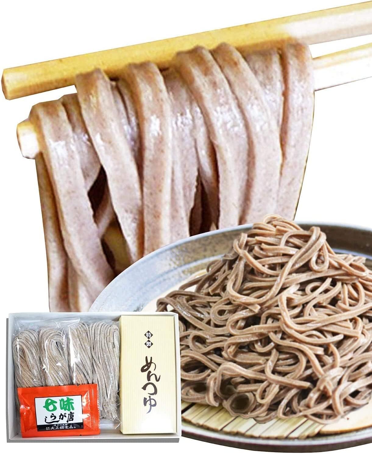 後藤製麺 山形県産 極太田舎・生そば（つゆ付き)ギフトBOX入り