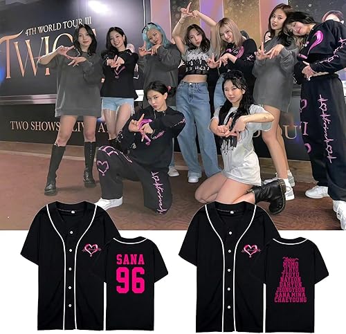 Miniatura 2 de Twice Merch,4TH World Tour Supports Tee Womens Baseball Jersey Momo Tzuyu Dahyun Sana Chaeyoung Concert Unisex T-Shirts