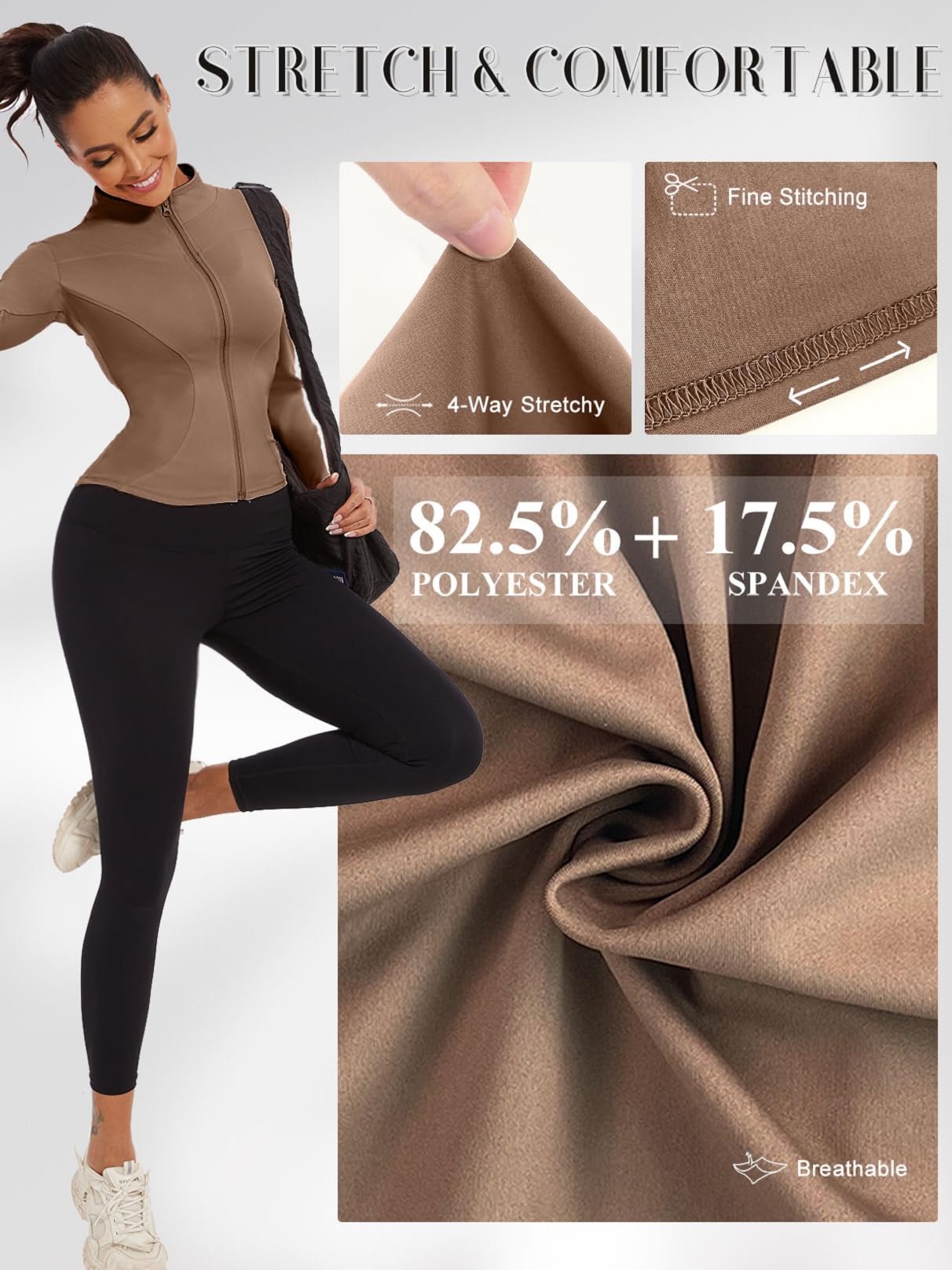 CheChury T-shirt de sport pour femme - Veste de sport respirante - Veste de course à pied à manches longues - Haut léger avec fermeture éclair - Séchage rapide - Veste de yoga - Fitness Running