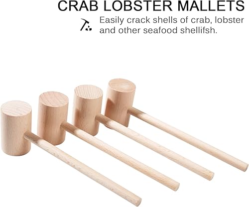Miniatura 4 de 4 martillos de madera, mazos de langosta de cangrejo de madera natural y mariscos