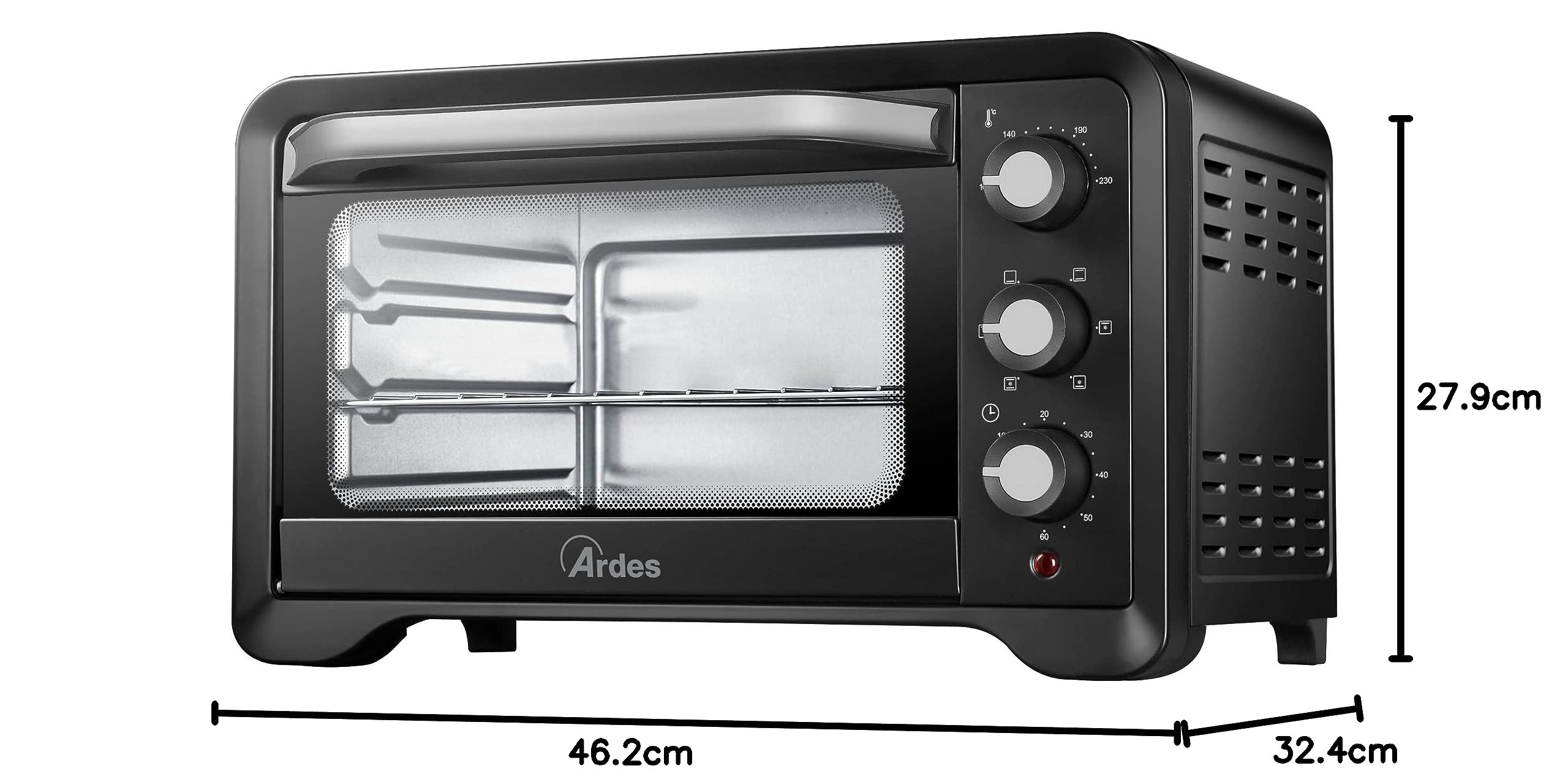 ARDES MAGNUS AR6222PB Fornetto Elettrico Ventilato da 20 Litri 6 Funzioni Cottura Timer Doppio Vetro